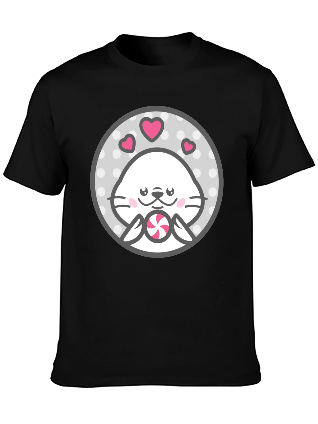 Black Kawaii Seal Lollipop Graphic Tee - Cute & Stylish Shirt view 3