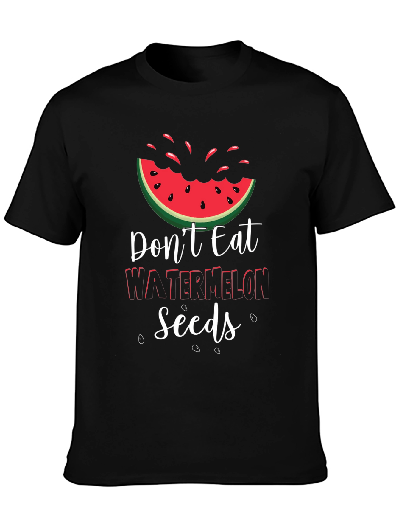 Black Funny Watermelon Seeds Graphic Tee view 3