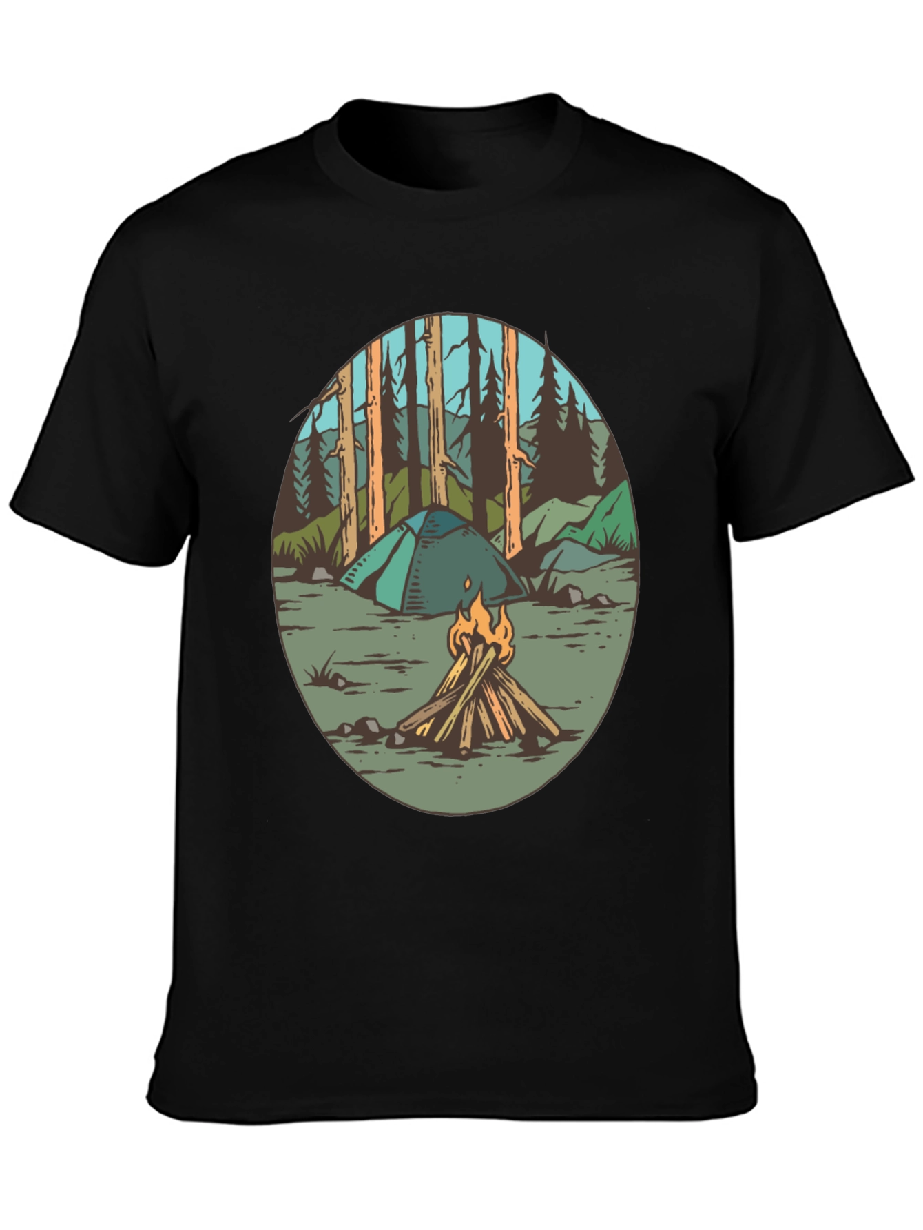 Black Camping Adventure Graphic Tee view 3