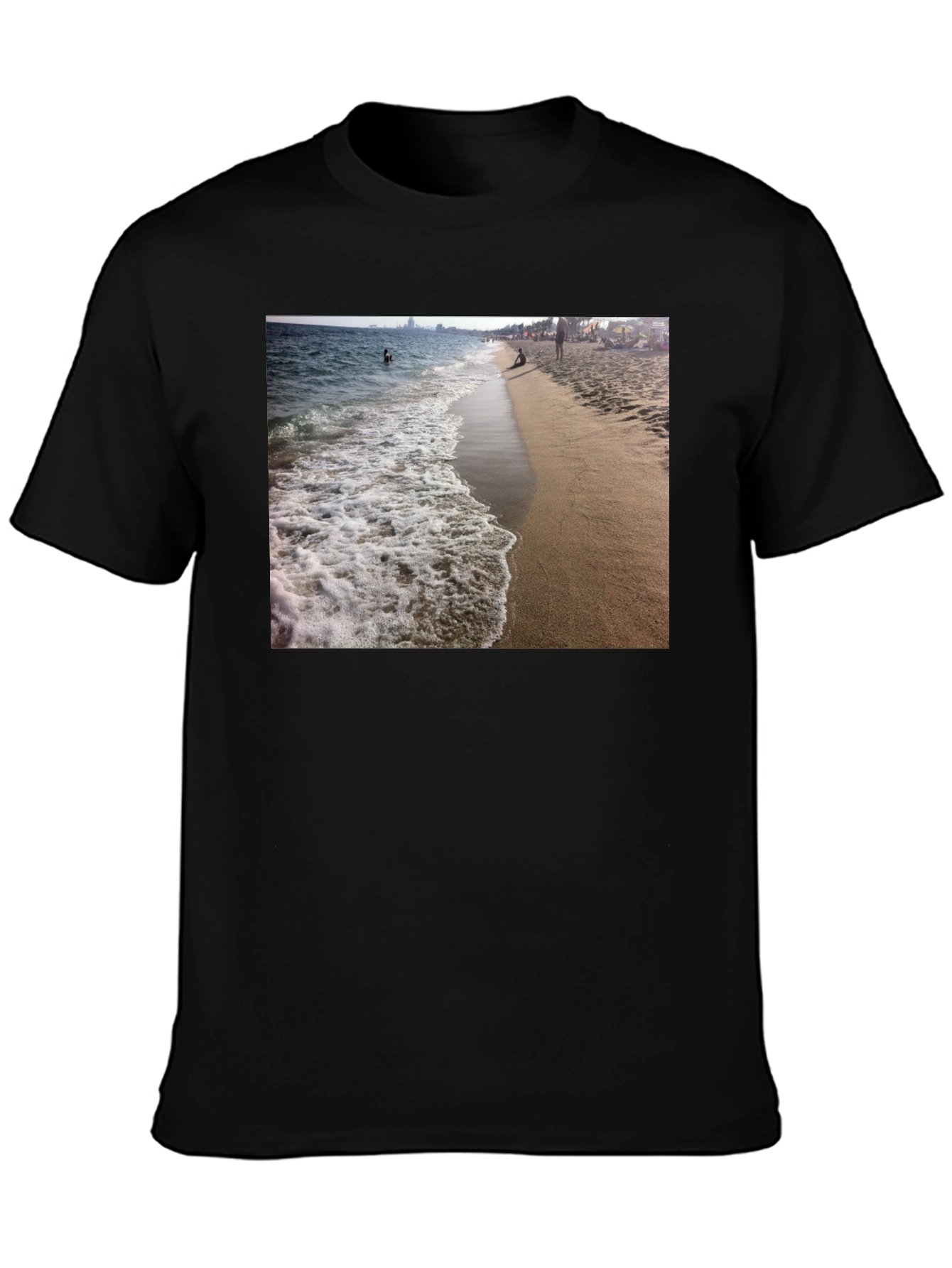 Black Beach Scene Black T-Shirt view 3
