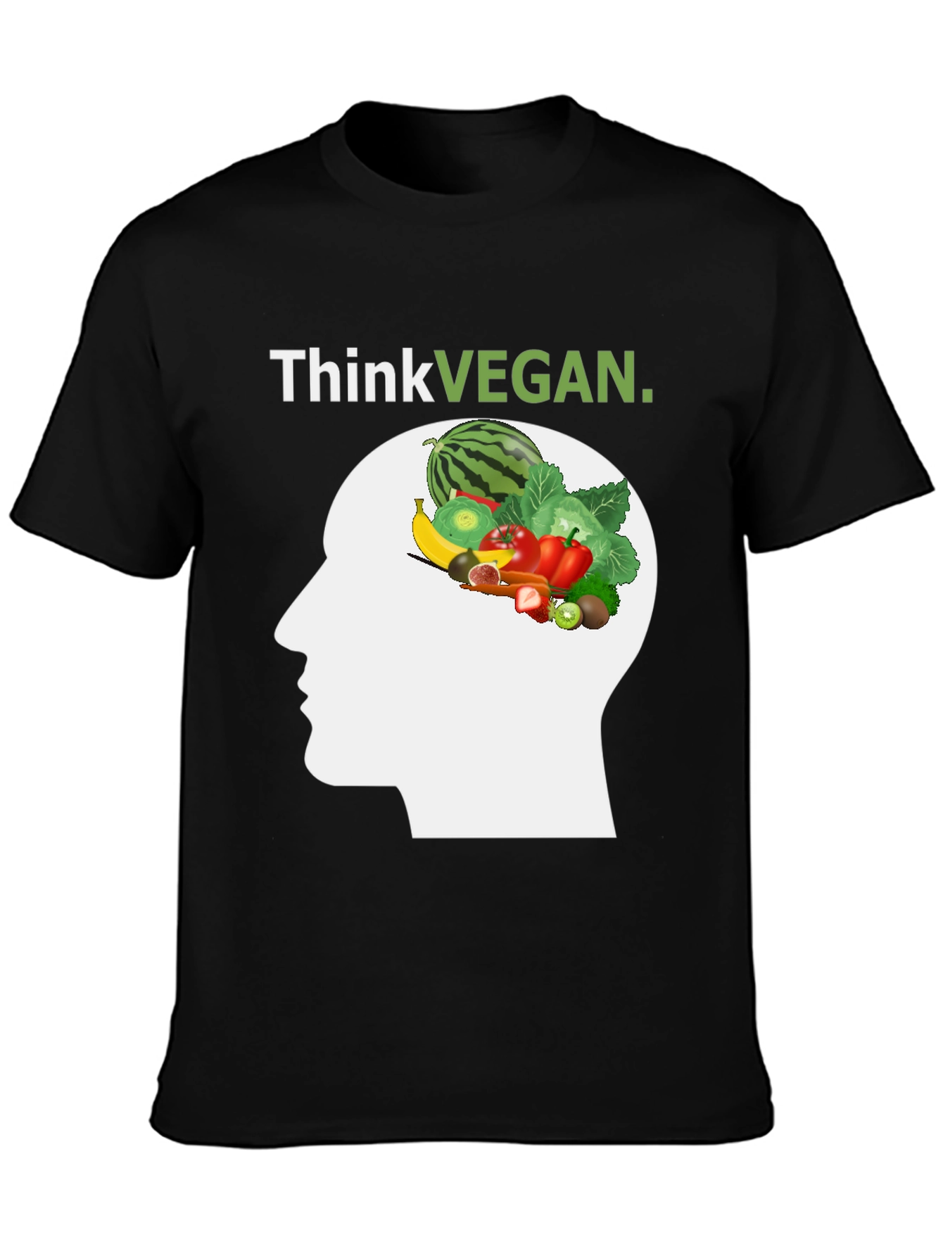 Black Think Vegan T-Shirt - Unisex Graphic Tee view 3
