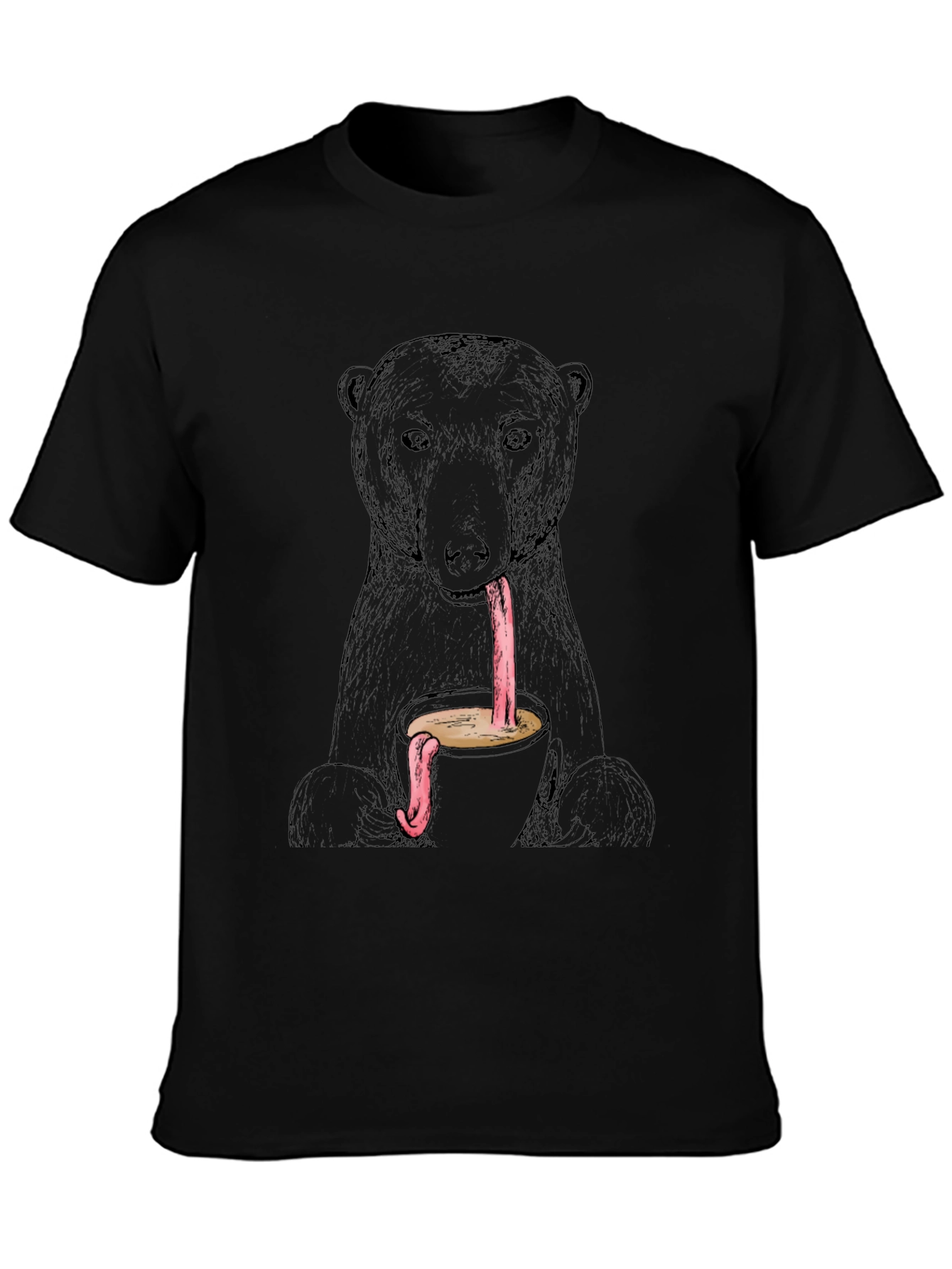 Black Bear Coffee Tongue T-Shirt - Unique Graphic Tee view 3