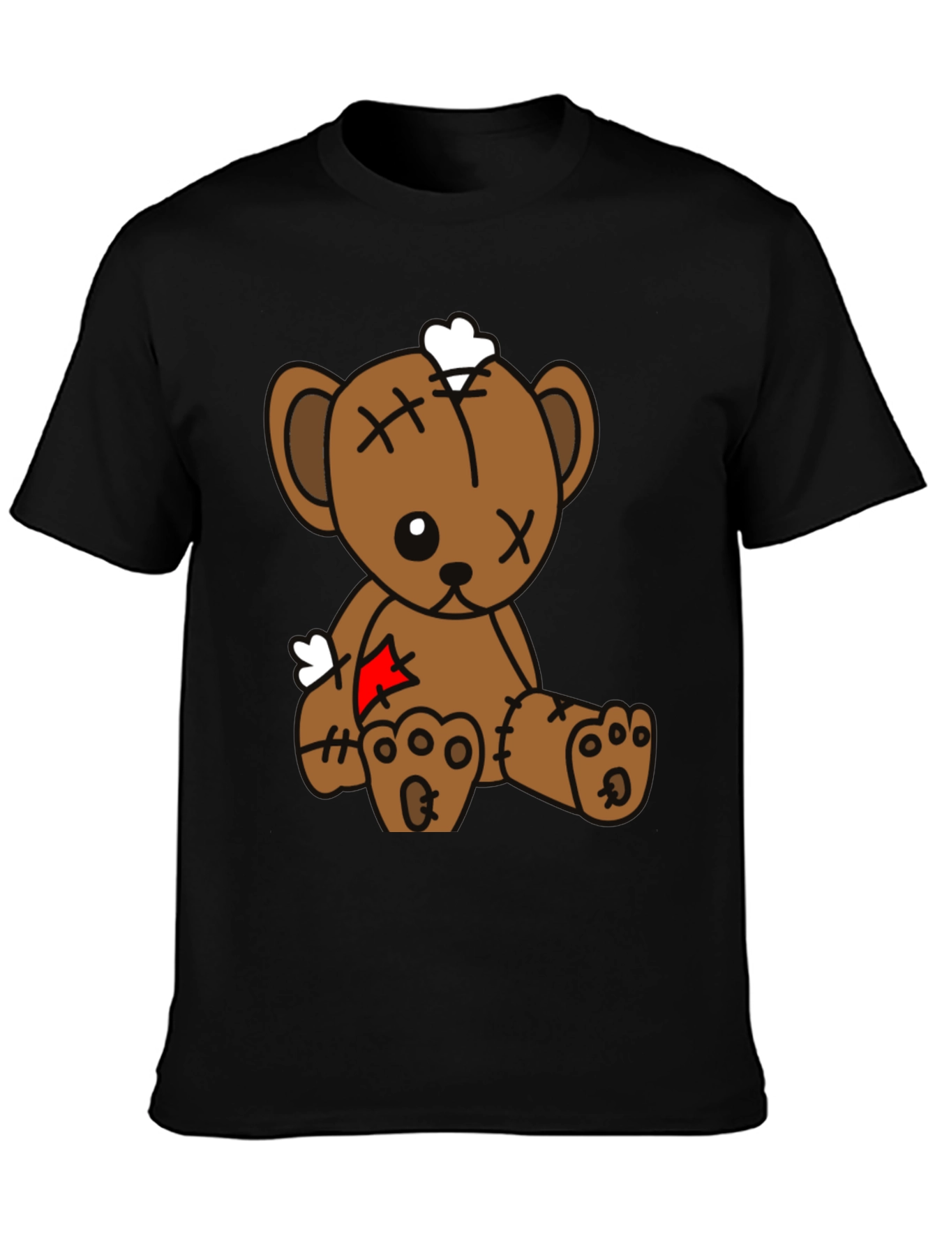 Black Teddy Bear Graphic Tee - Black Cotton Blend view 3