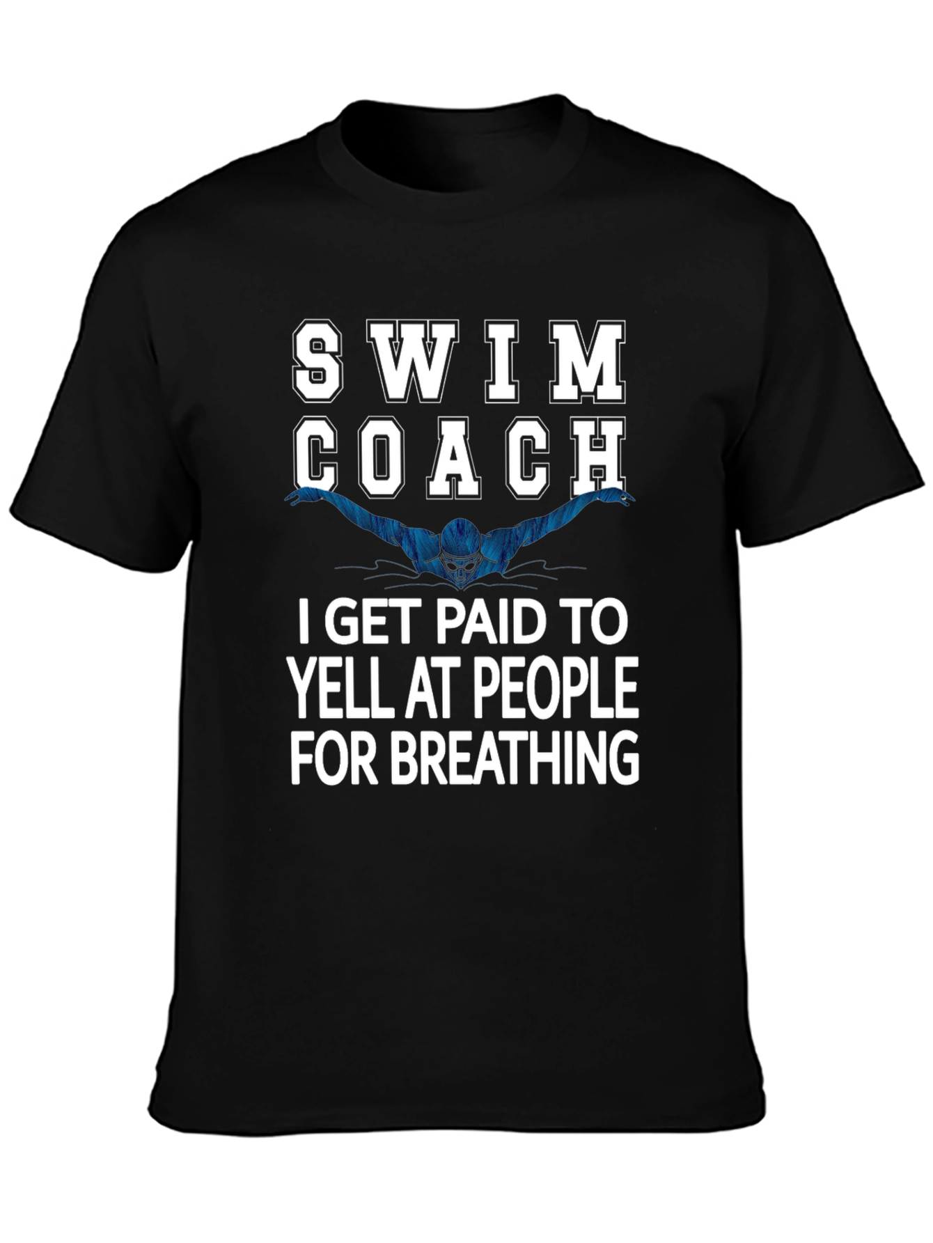 Black Swim Coach Yelling T-Shirt view 3
