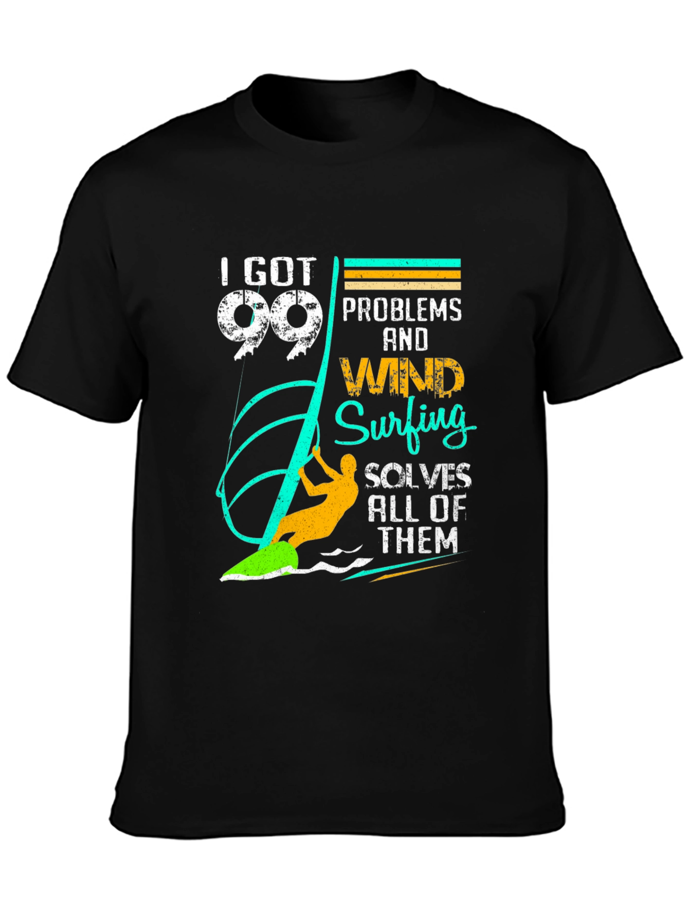 Black 99 Problems Windsurfing T-Shirt - Unique Design view 3
