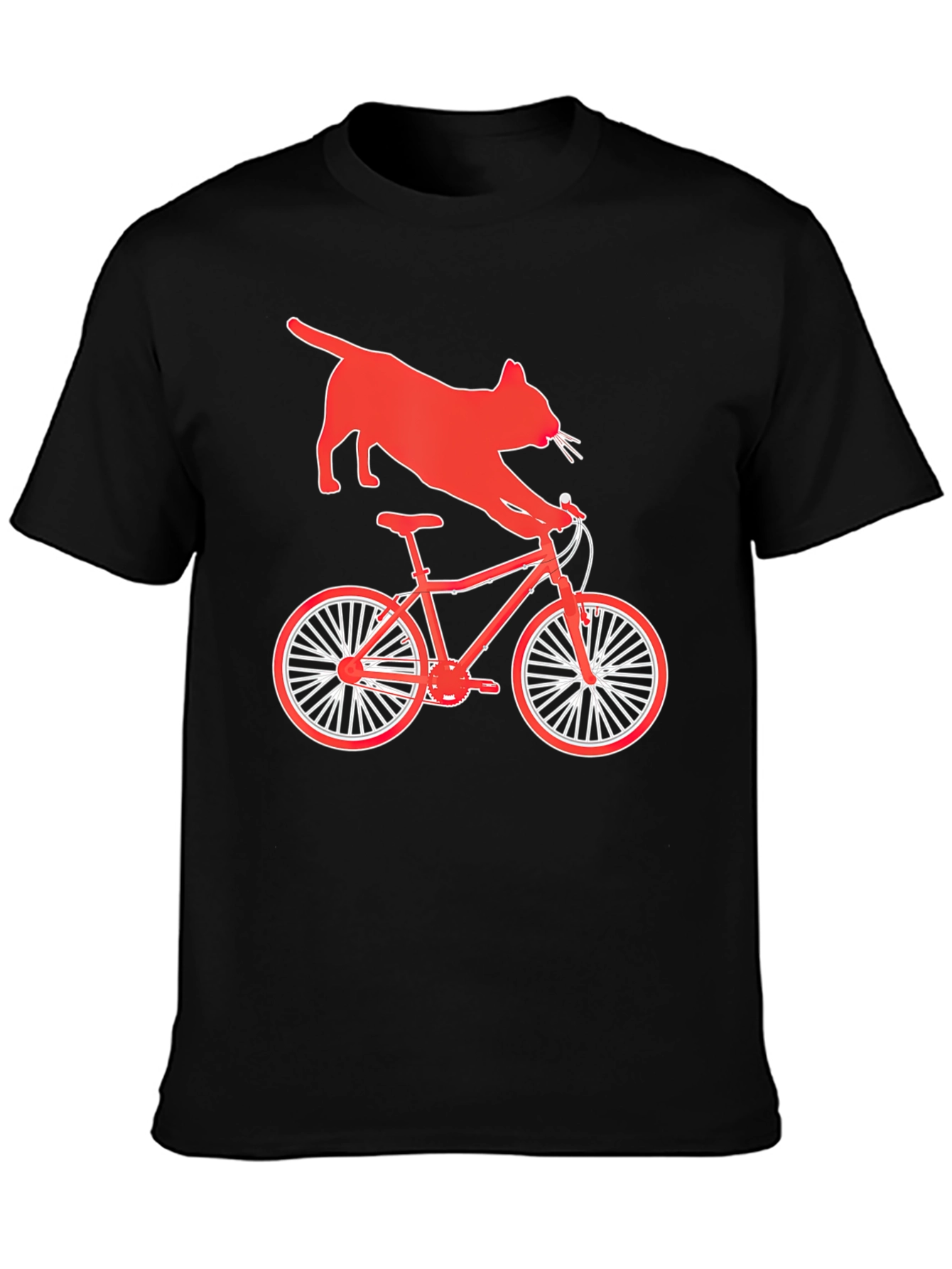 Black Cat Riding Bike Graphic T-Shirt view 3