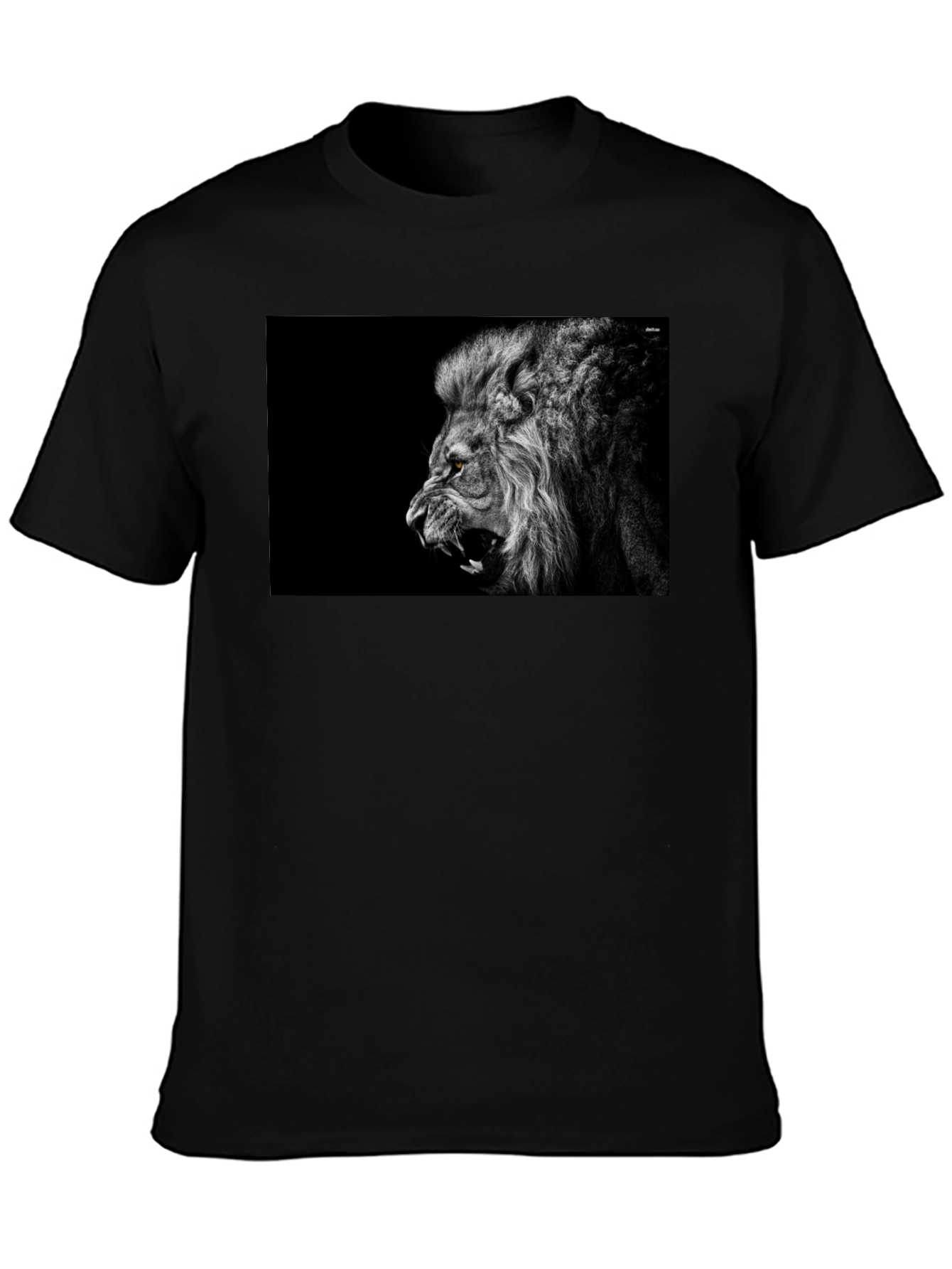 Black Roaring Lion Graphic Black T-Shirt view 3
