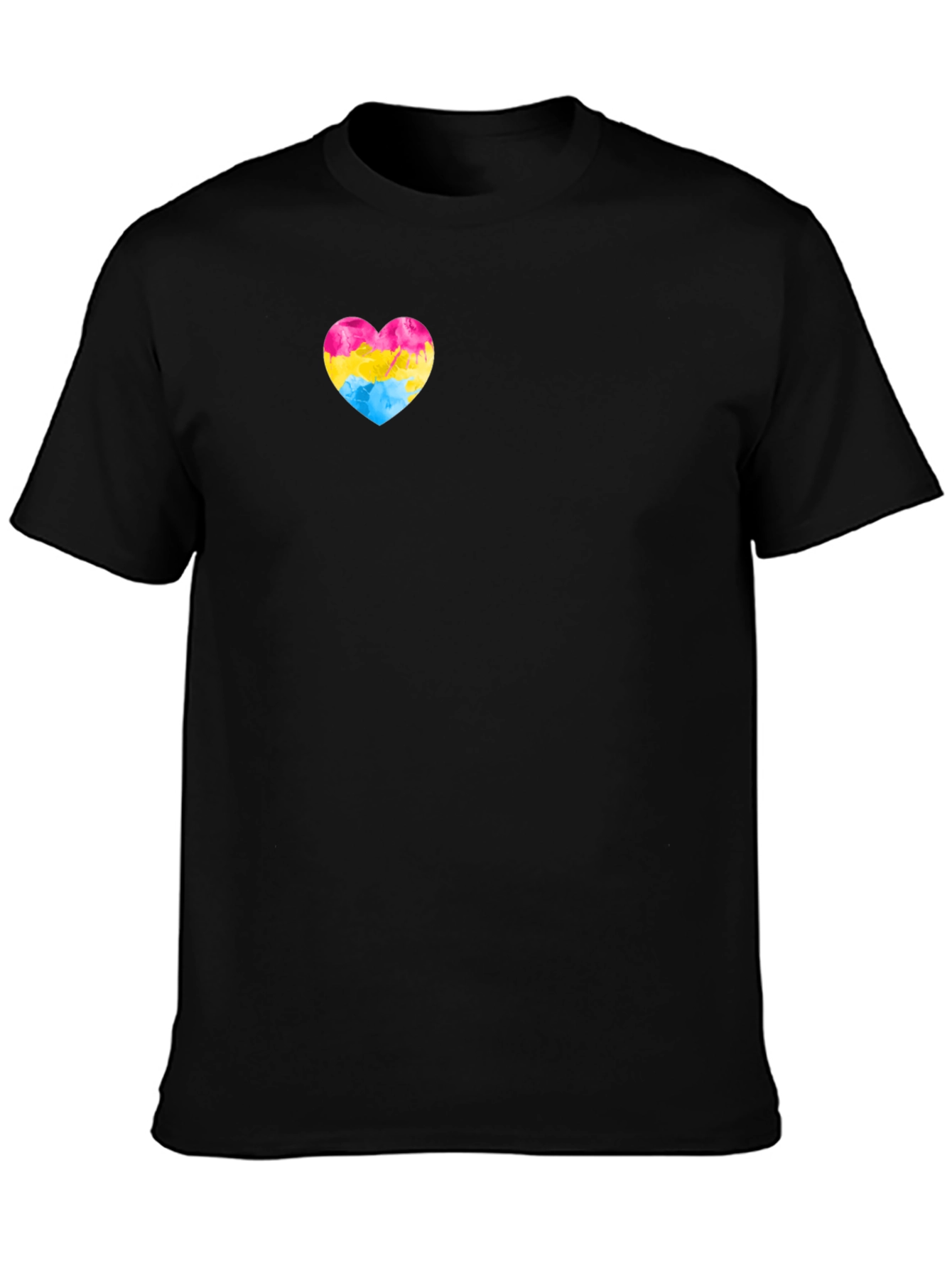 Black Pansexual Pride Heart T-Shirt - Black Cotton Tee view 3