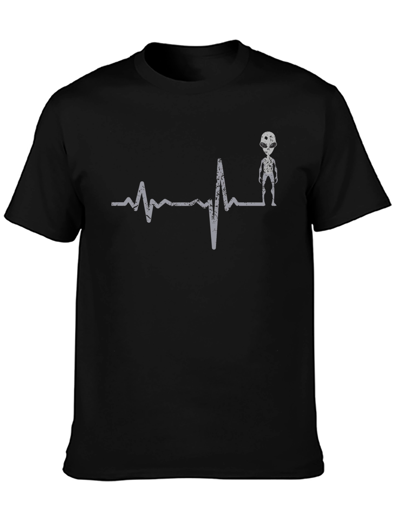 Black Alien Heartbeat T-Shirt - Men's Graphic Tee view 3