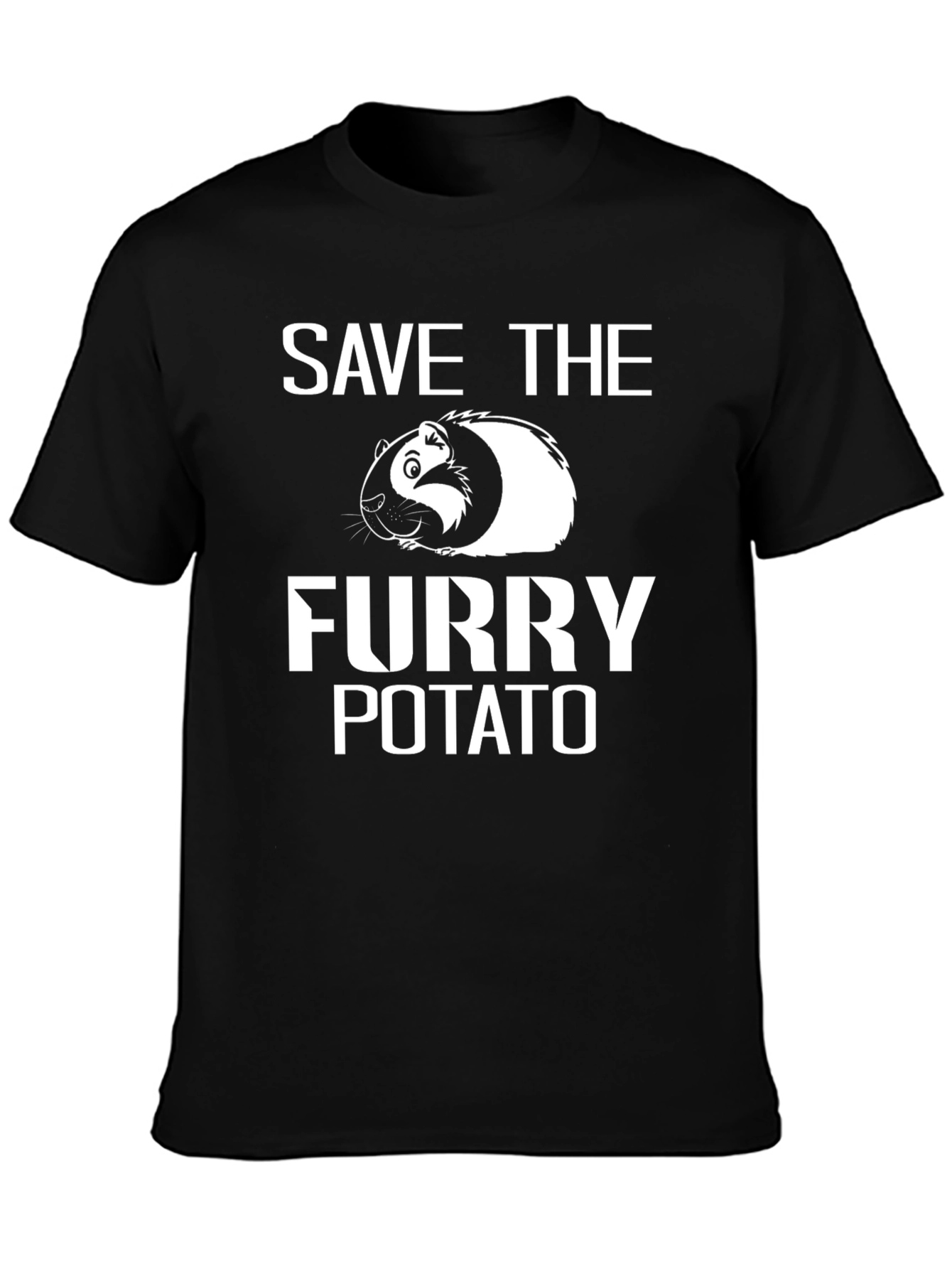Black Save The Furry Potato T-Shirt - Guinea Pig Lover Tee view 3