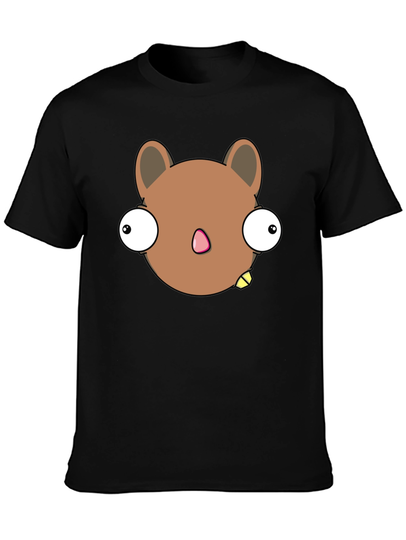 Black Funny Cartoon Animal Black Graphic T-Shirt view 3