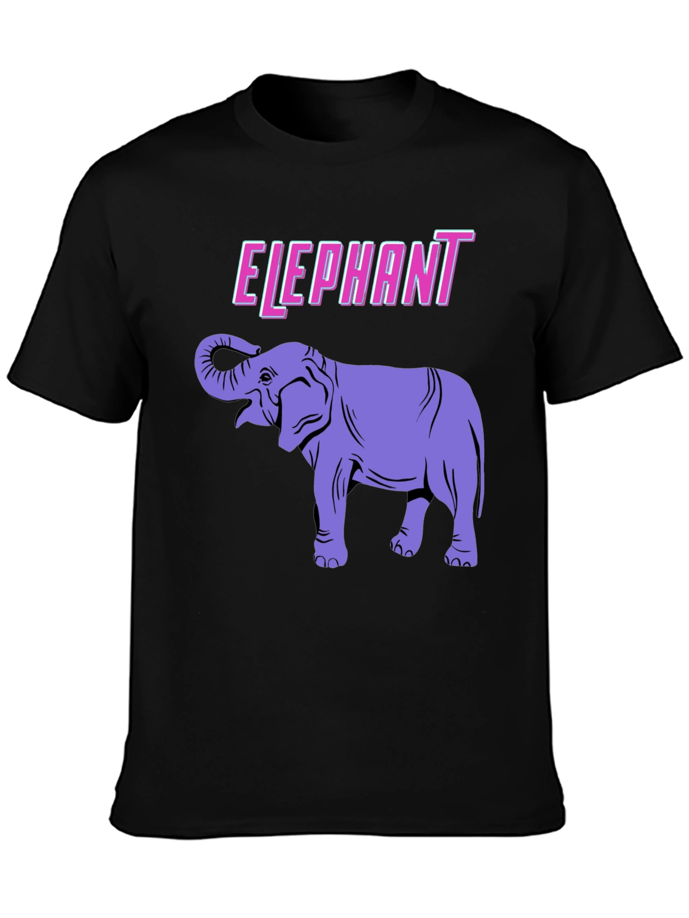 Black Elephant Graphic Print Black T-Shirt view 3