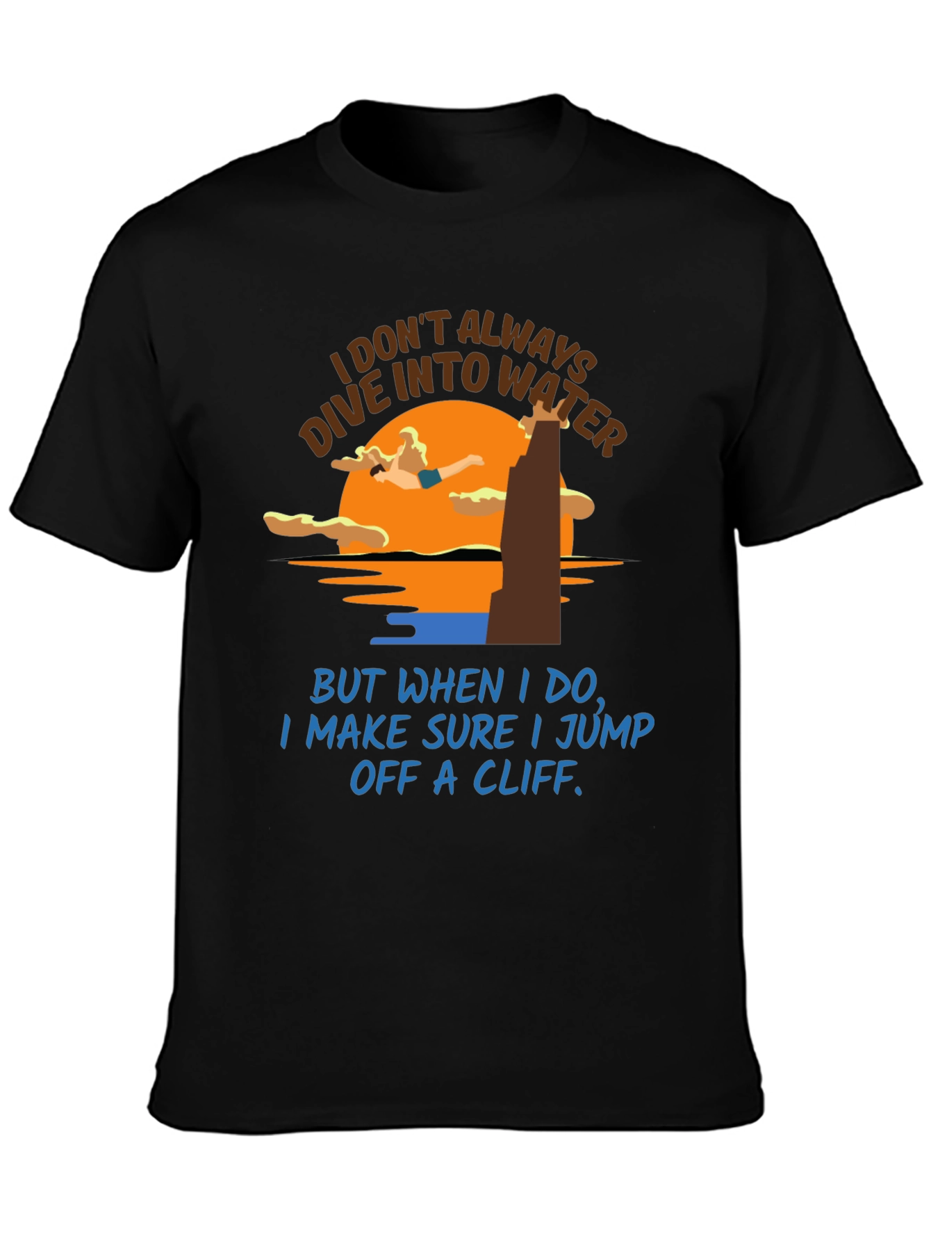 Black Cliff Diver T-Shirt: Humorous Water Sports Tee view 3