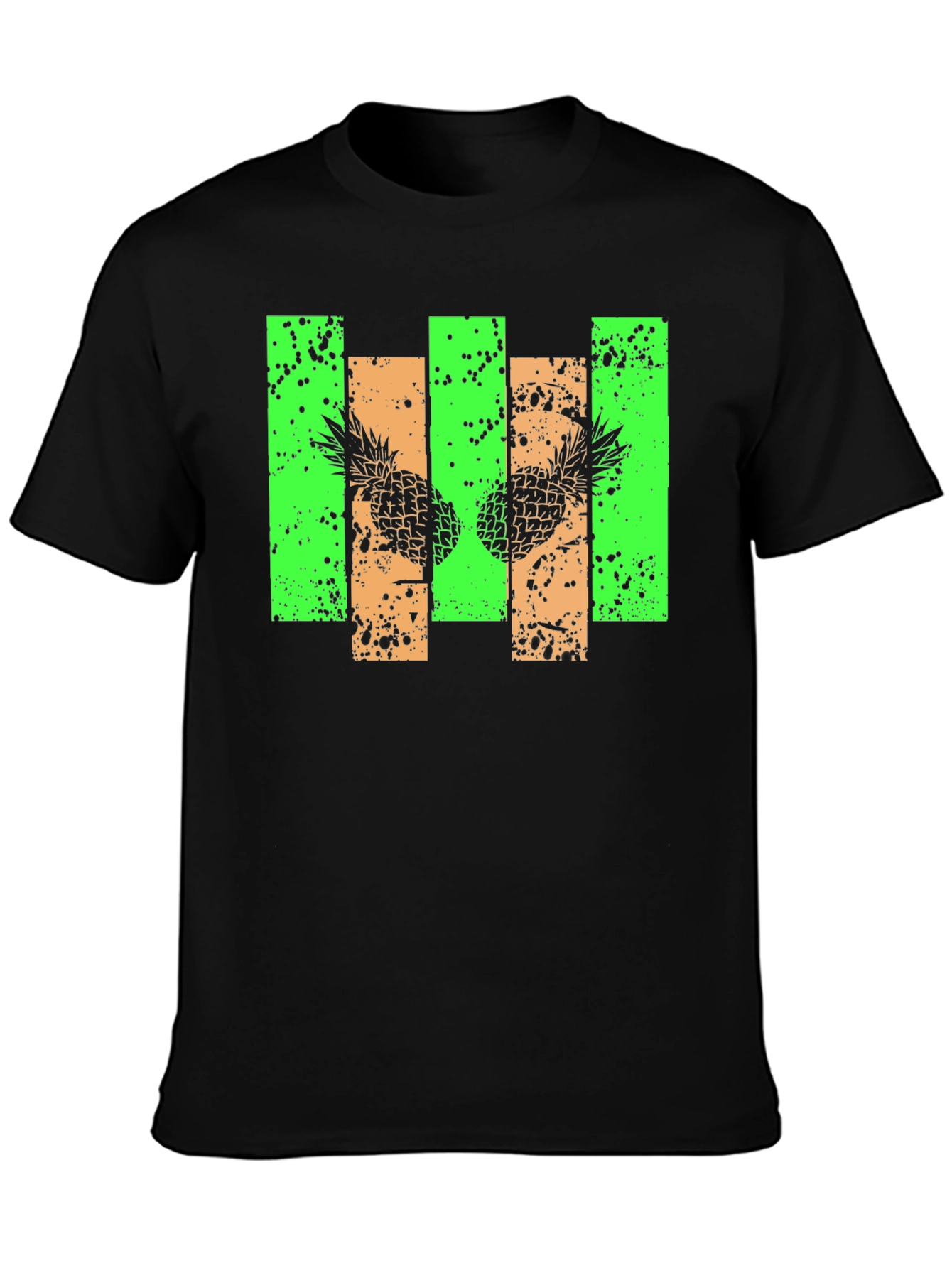 Black Pineapple Graphic Print Black T-Shirt view 3