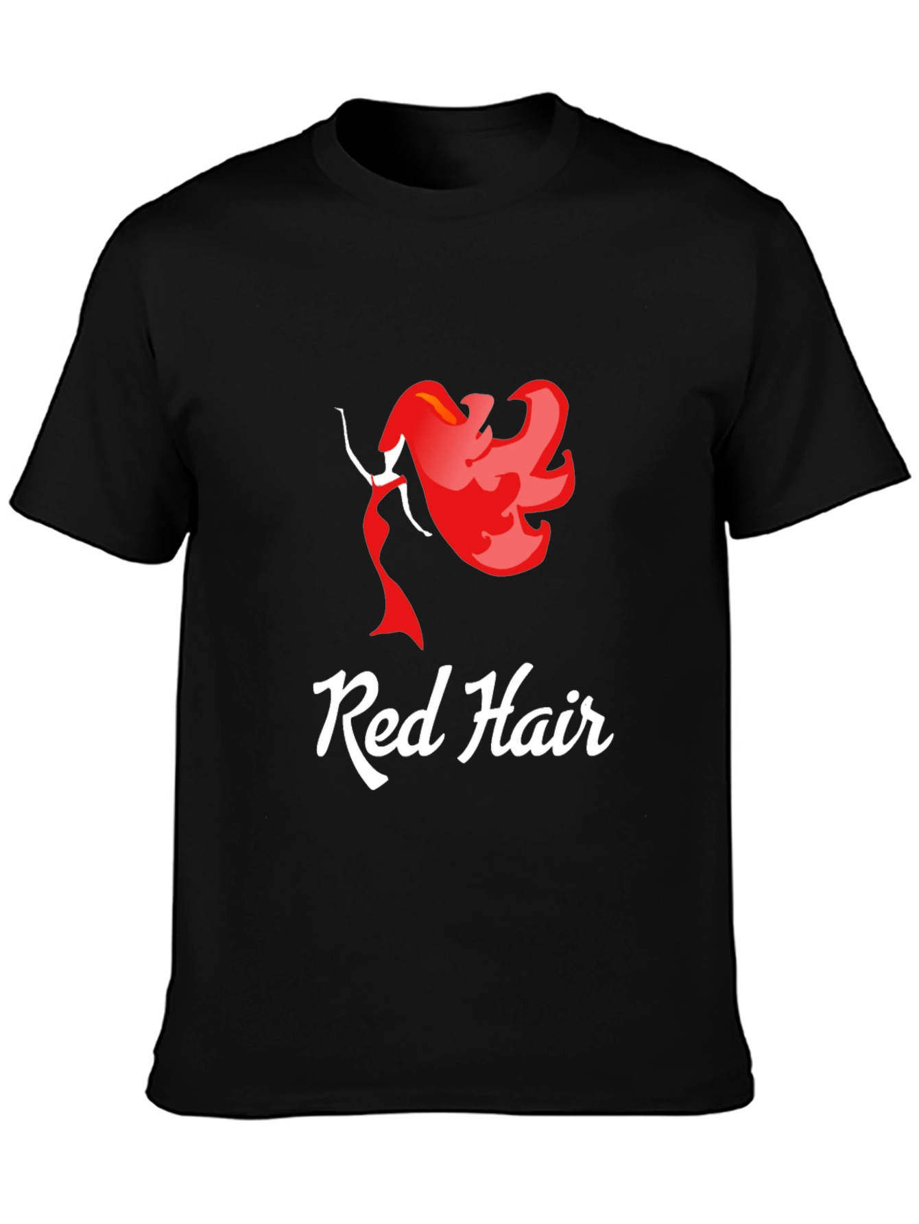 Black Red Hair Graphic T-Shirt - Unique Fashion Tee view 3