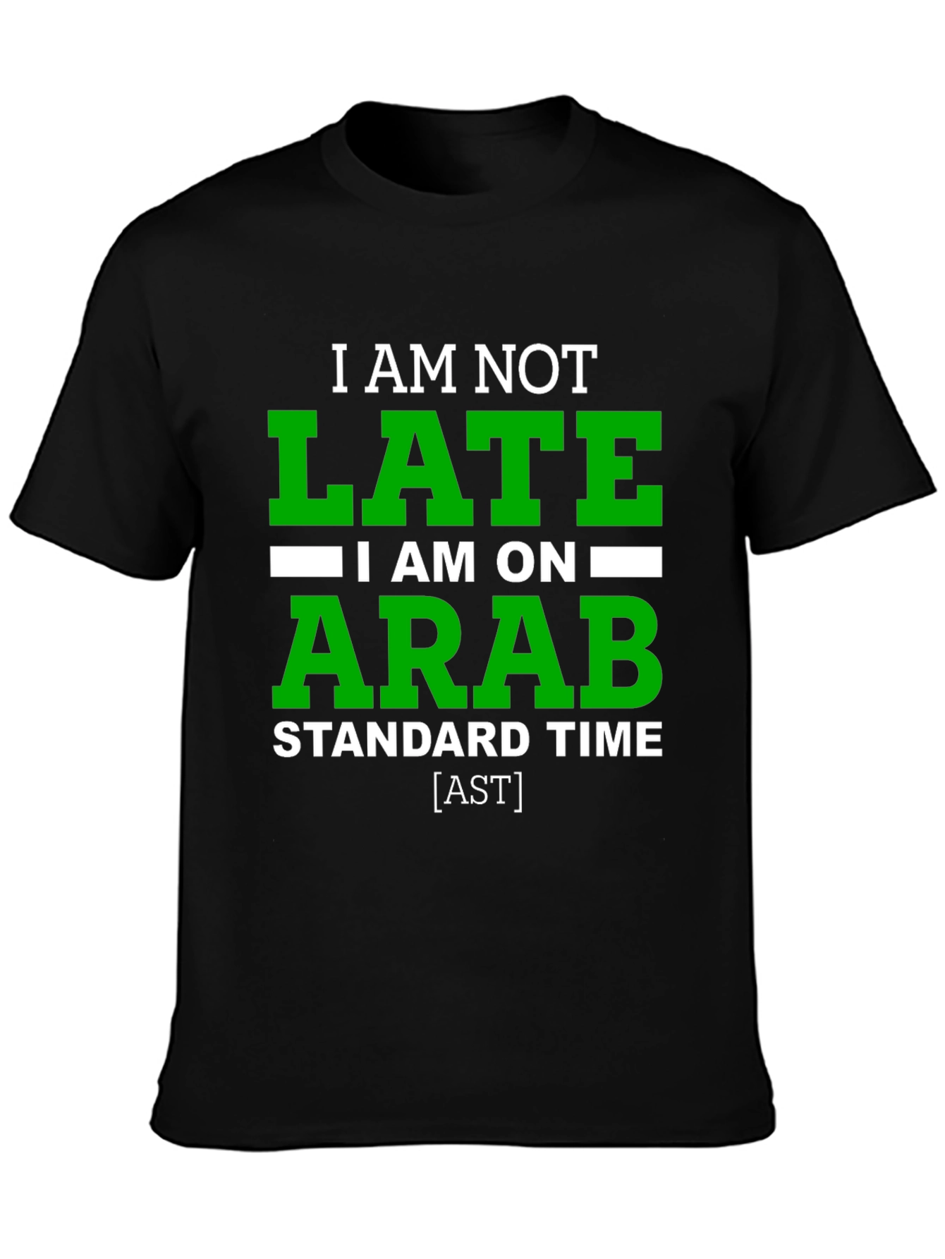 Black Funny "Arab Standard Time" Graphic Tee - Black view 3