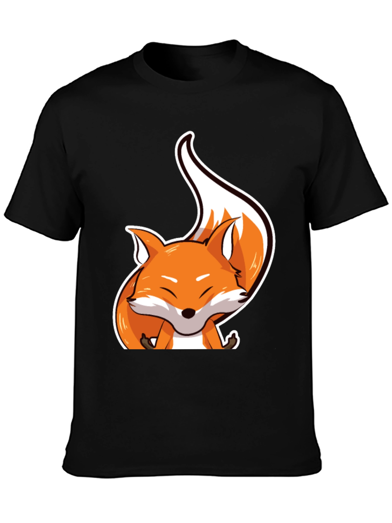 Black Cute Fox Graphic Tee - Unisex Black T-Shirt view 3