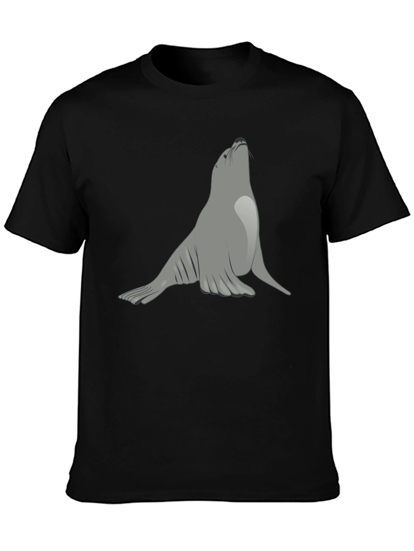 Black Seal Graphic Black T-Shirt - Unique Animal Tee view 3