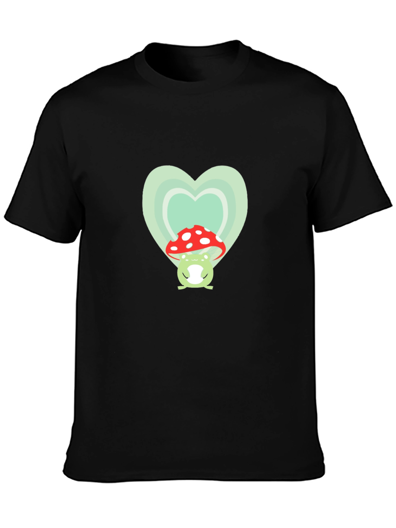 Black Frog Mushroom Heart Graphic Tee view 3