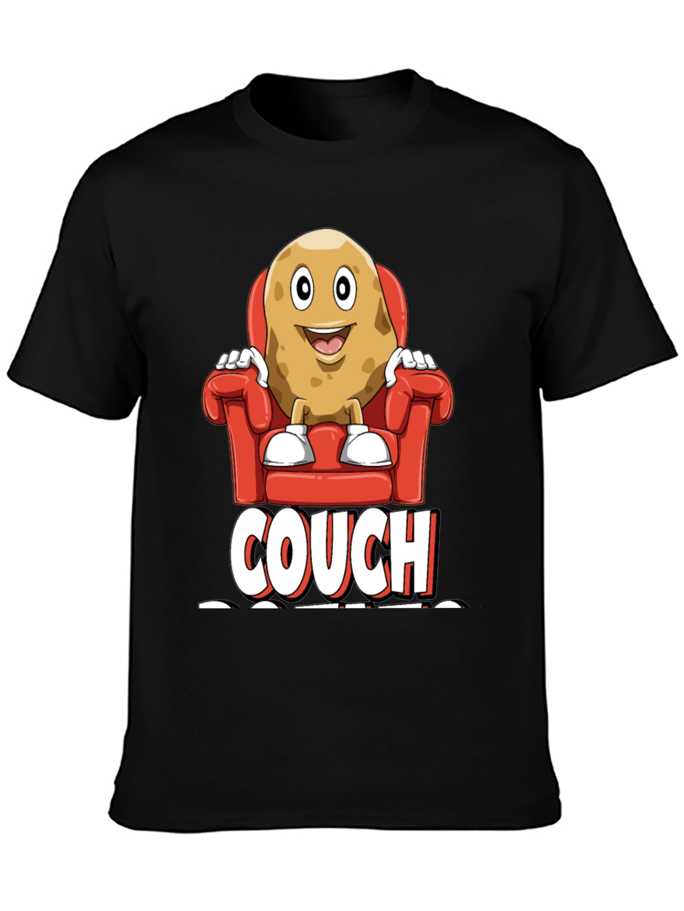 Black Couch Potato Graphic T-Shirt - Funny Relaxed Fit Tee view 3