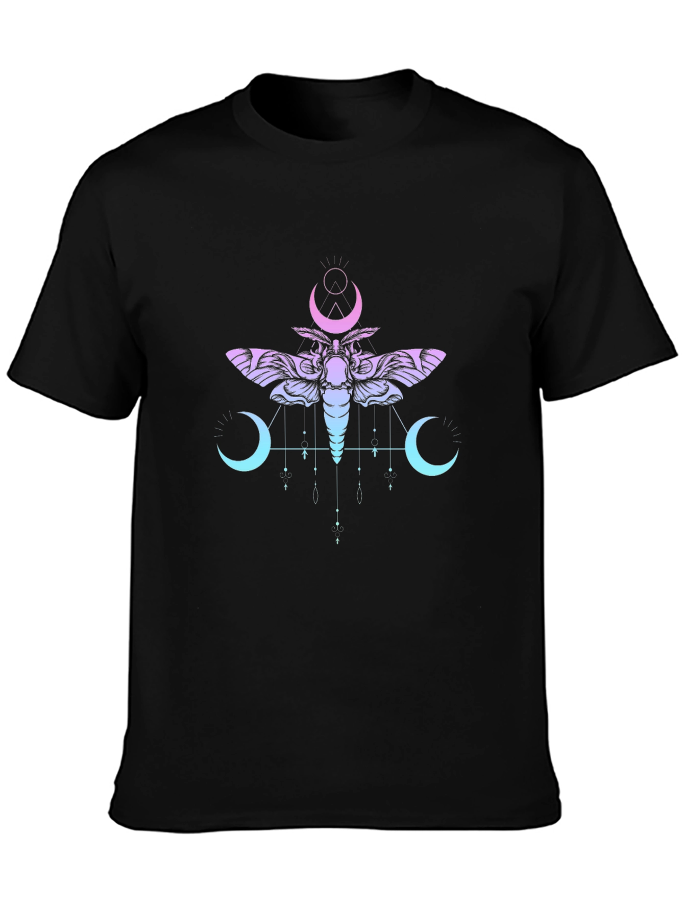 Black Moth and Moon Graphic T-Shirt - Black view 3