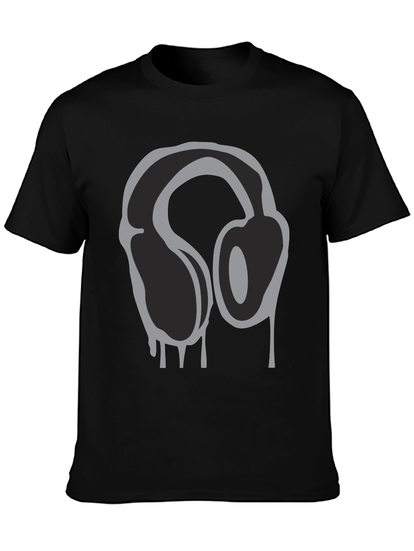 Black Headphone Drip Graphic T-Shirt - Black view 3