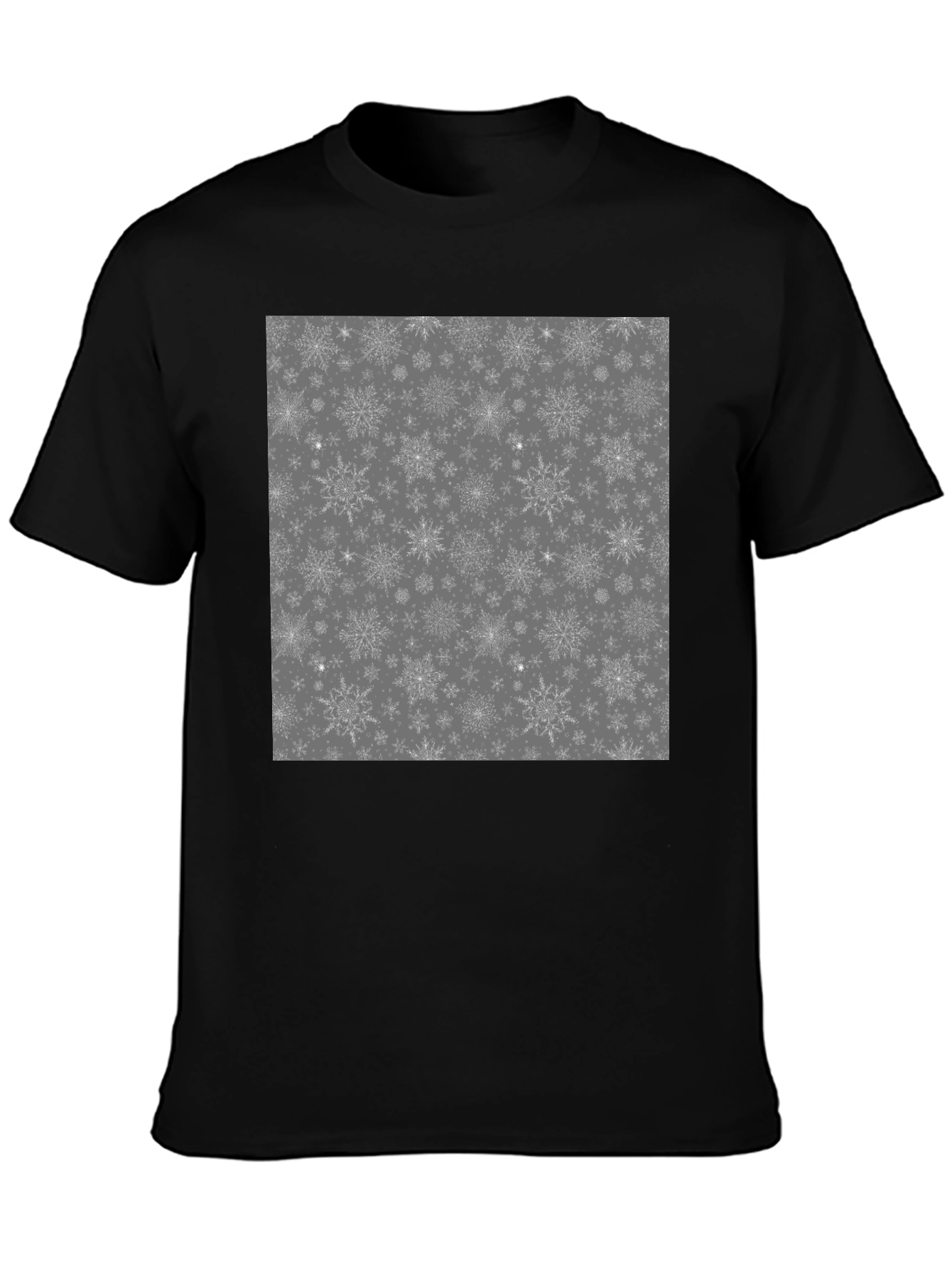 Black Snowflake Pattern Graphic T-Shirt view 3
