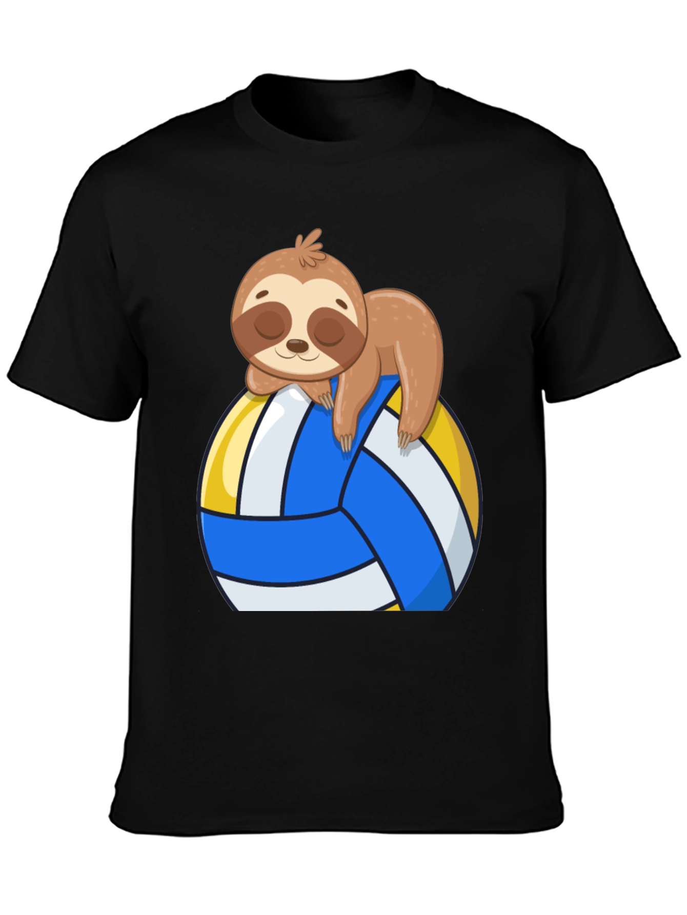 Black Sloth Volleyball T-Shirt - Cute Cartoon Sloth Design view 3