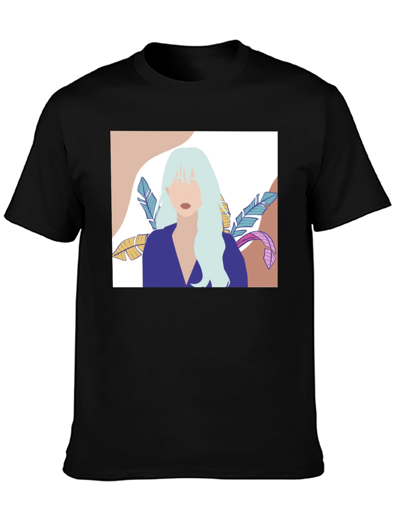 Black Abstract Woman Portrait Graphic T-Shirt - Black view 3