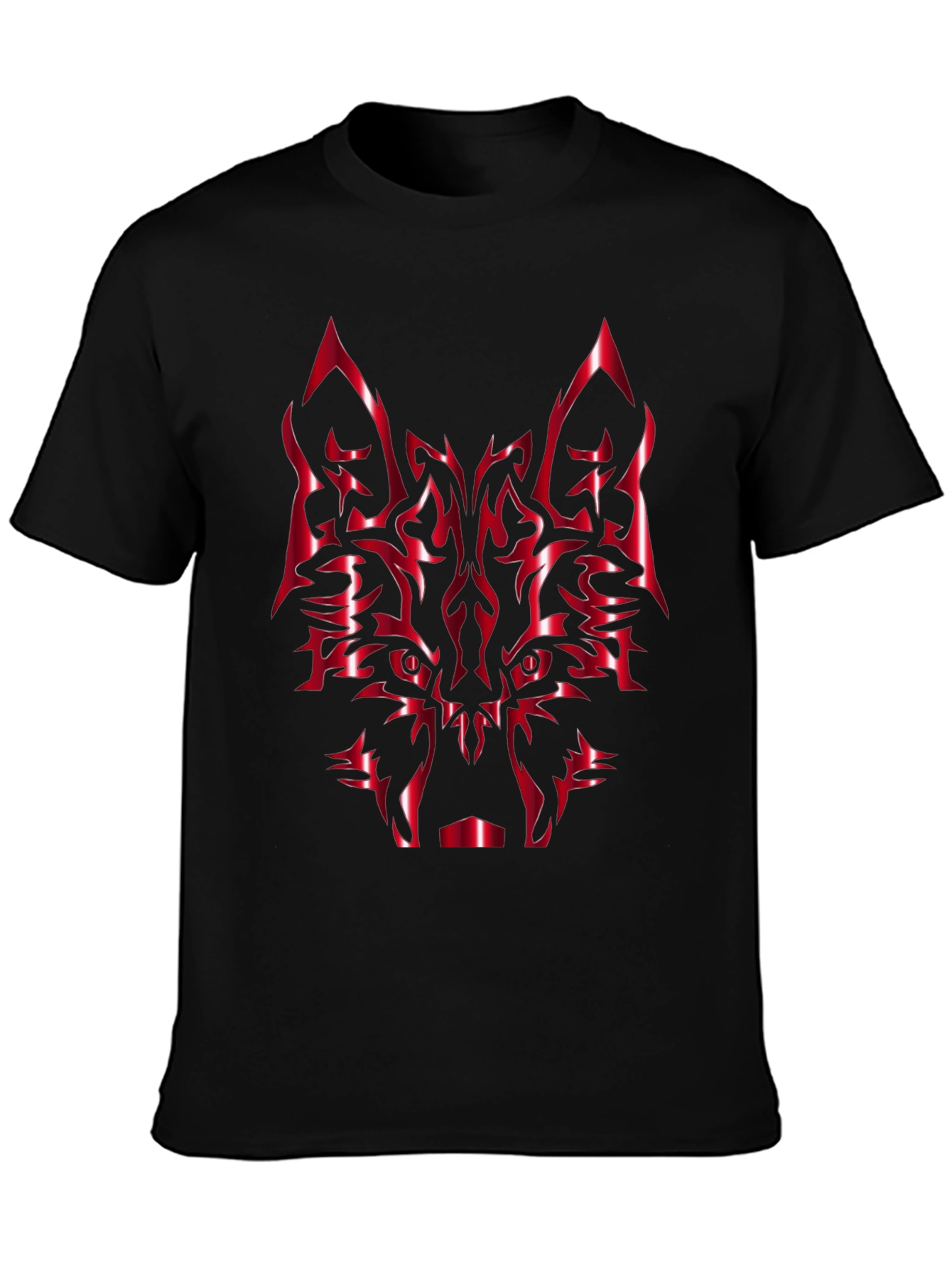 Black Red Wolf Graphic Tee - Black Cotton Blend view 3