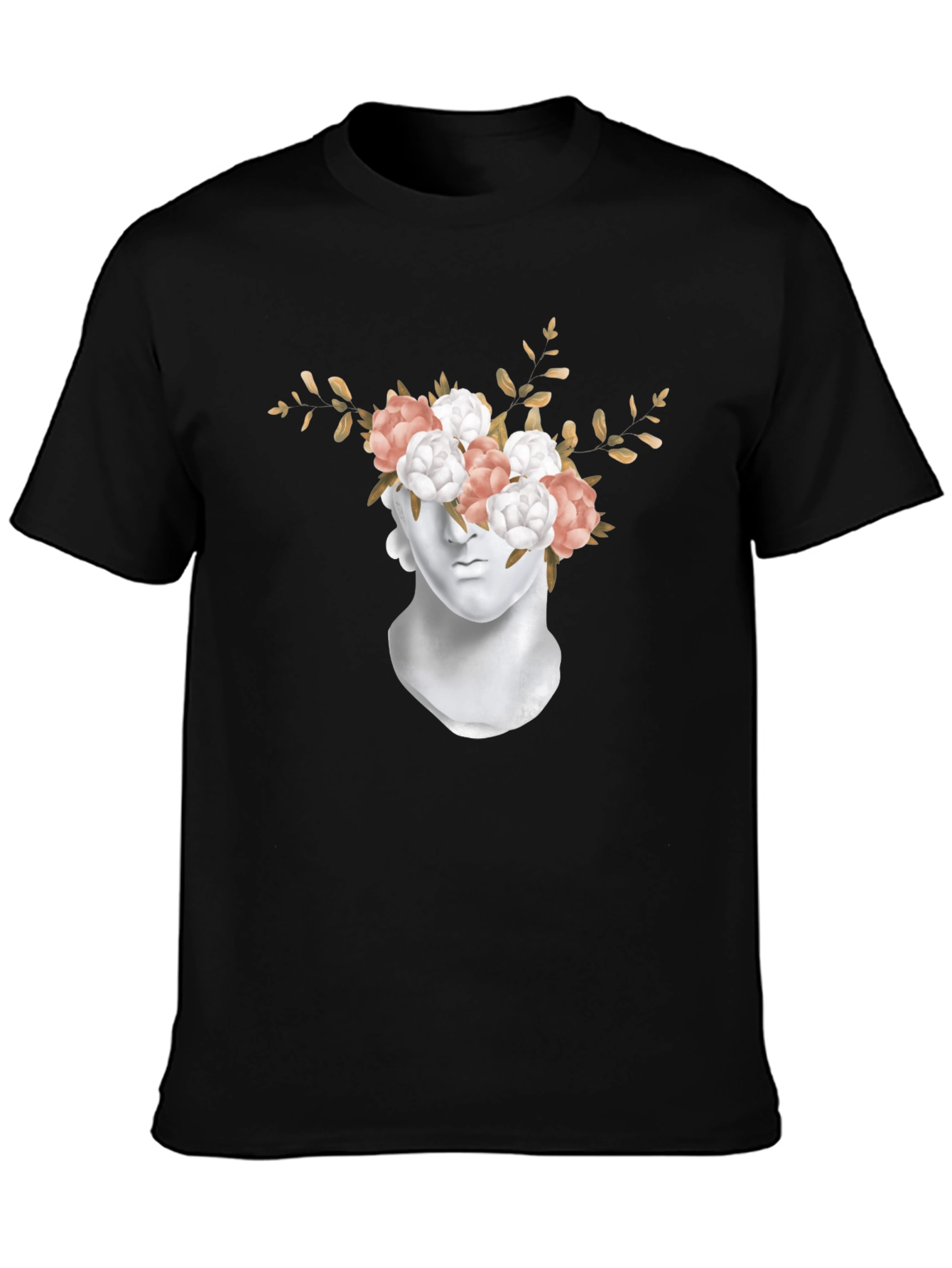 Black Floral Statue Graphic Tee view 3