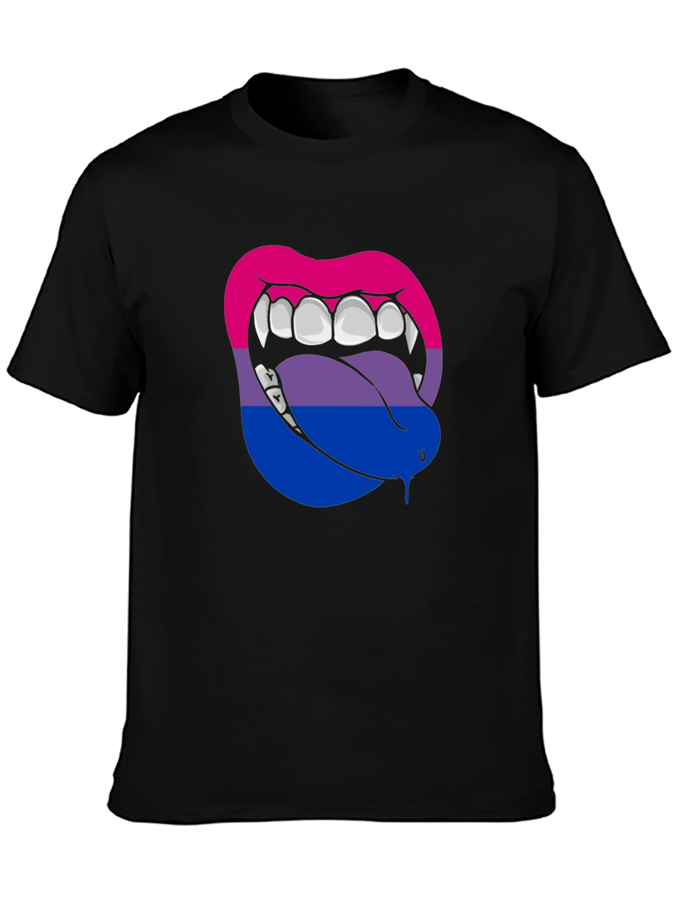 Black Bisexual Pride Vampire Lips Graphic Tee view 3