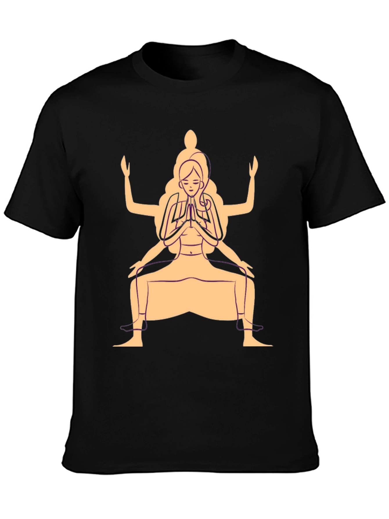 Black Yoga Pose Graphic T-Shirt - Black Cotton Blend view 3