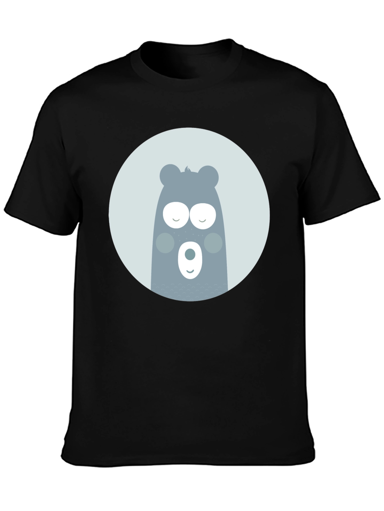 Black Cute Bear Graphic Black T-Shirt view 3