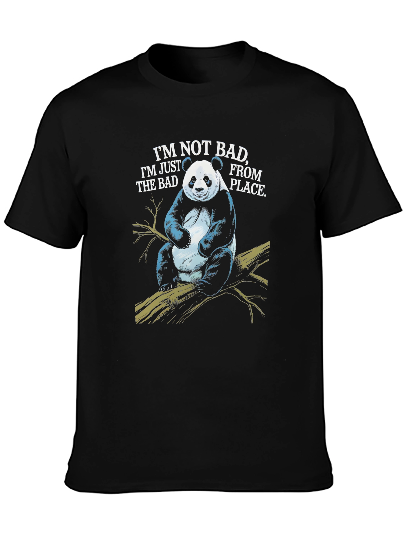 Black Panda 'Not Bad' Graphic T-Shirt - Funny Men's Tee view 3