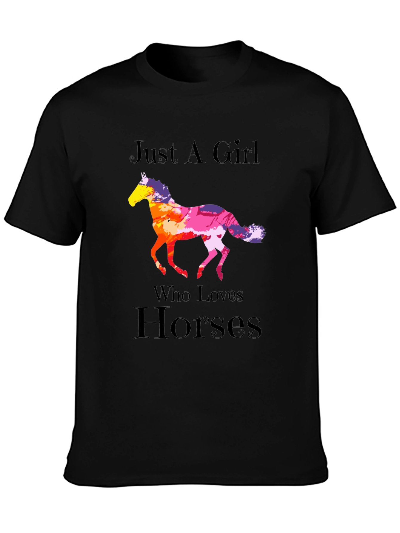 Black Just A Girl Who Loves Horses T-Shirt view 3