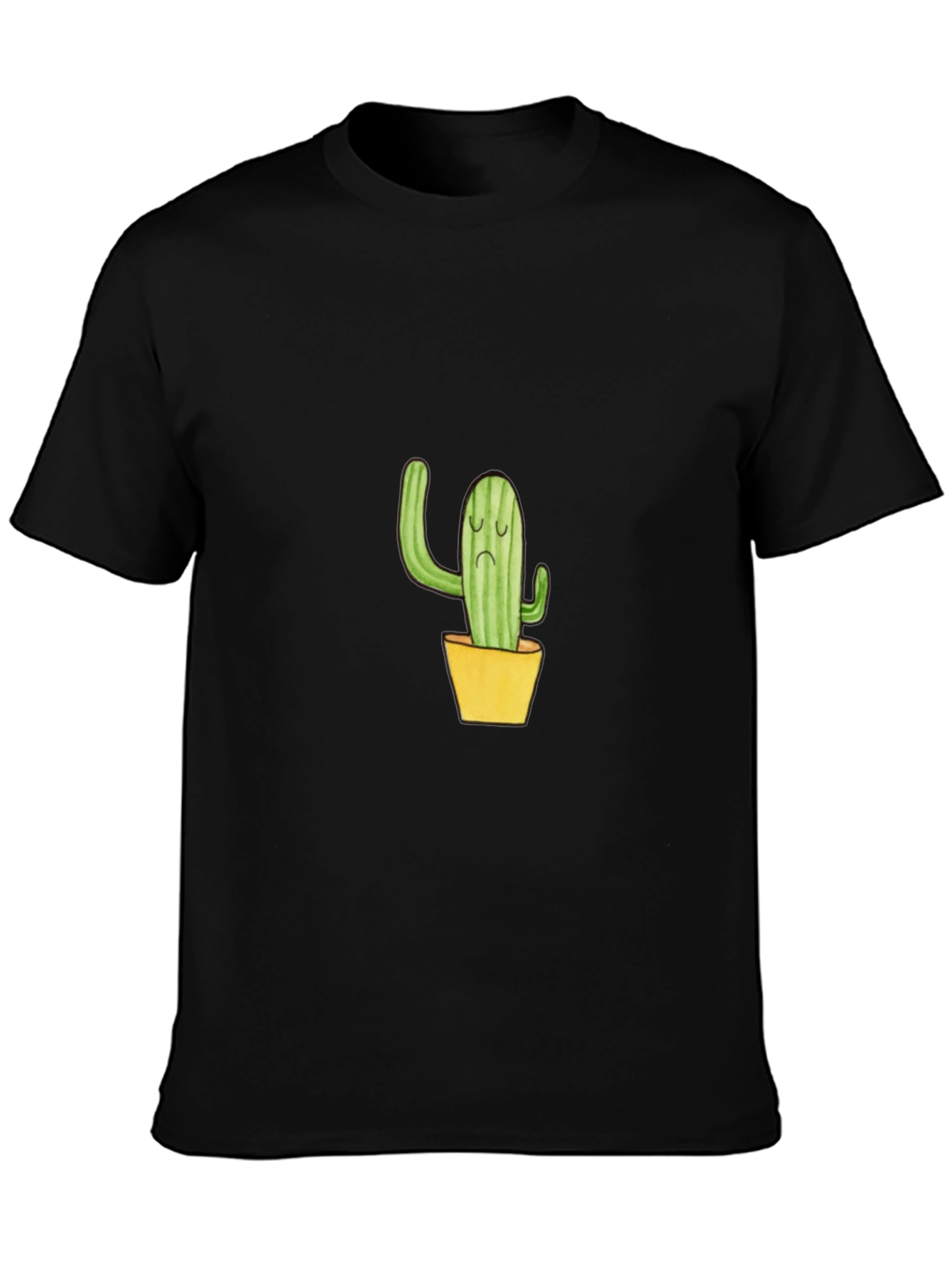 Sad Cactus Graphic Tee - Black Cotton T-Shirt - 3