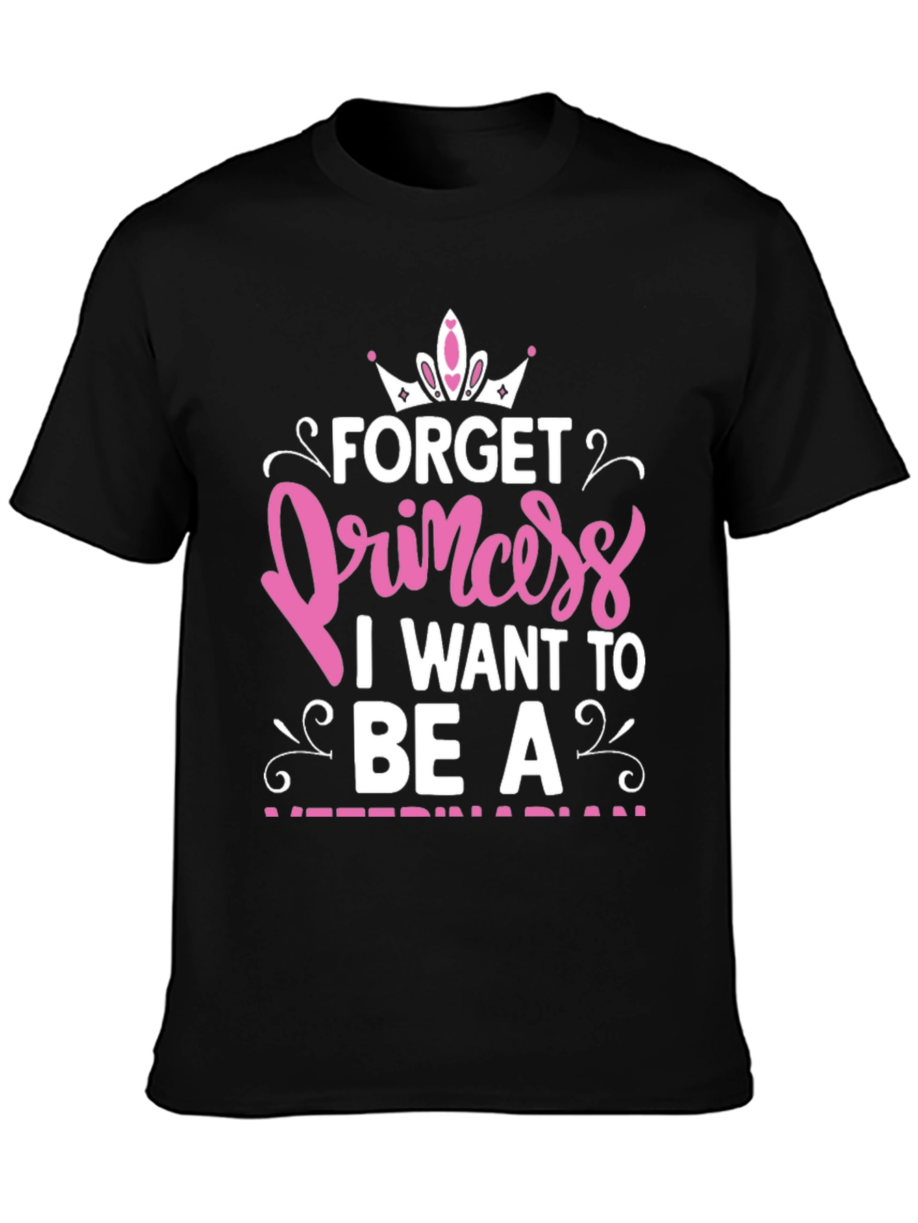 Black Forget Princess T-Shirt - Veterinarian view 3