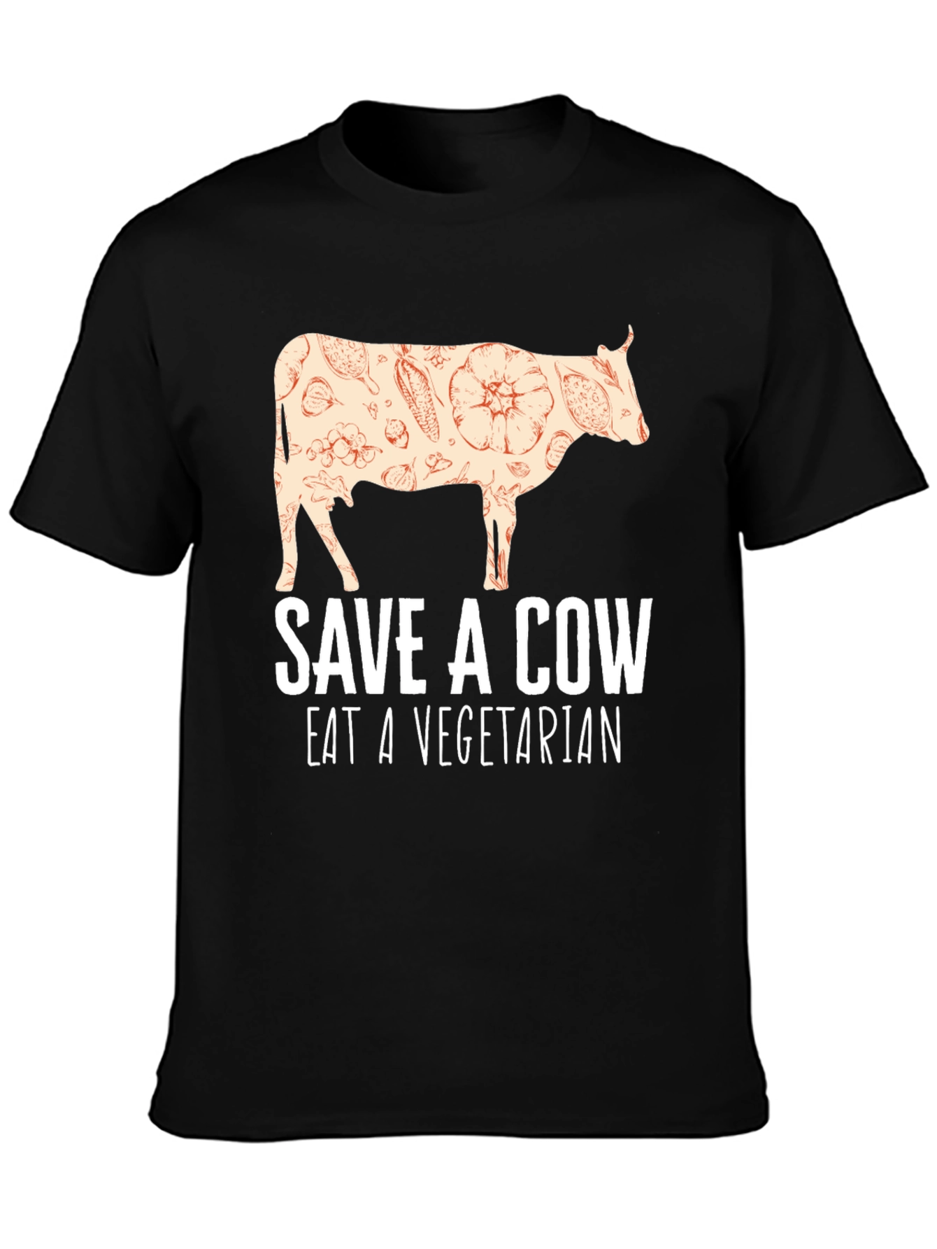 Black Save a Cow Eat a Vegetarian T-Shirt view 3