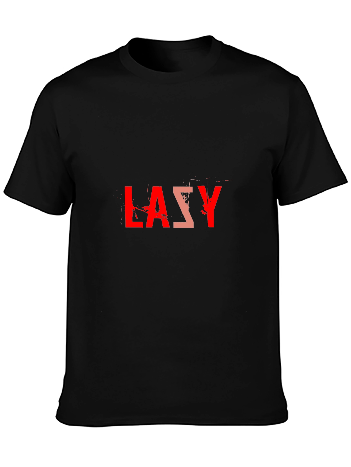 Lazy Graphic Tee - Black Cotton Blend Casual T-Shirt - 3