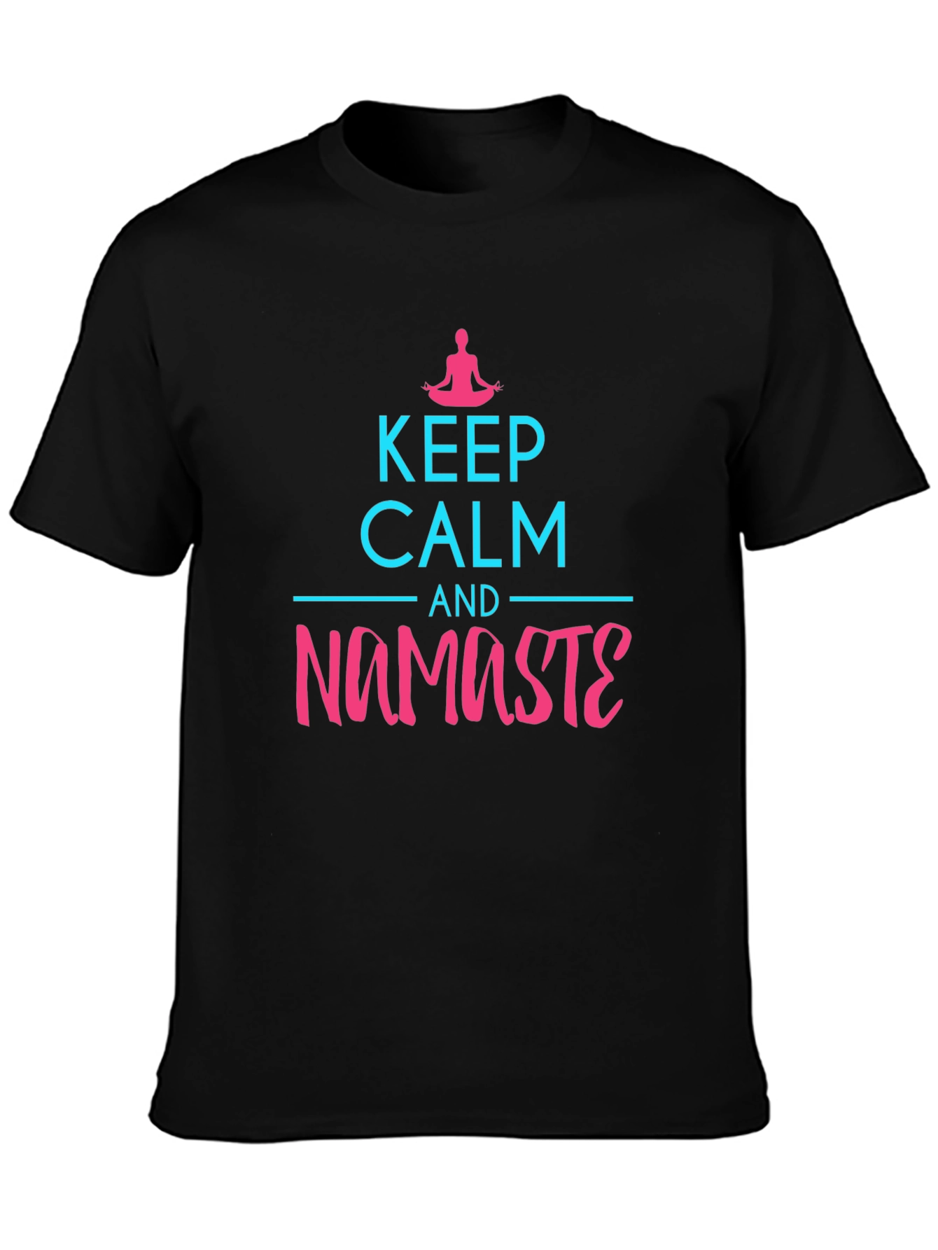 Black Keep Calm and Namaste Graphic Tee view 3