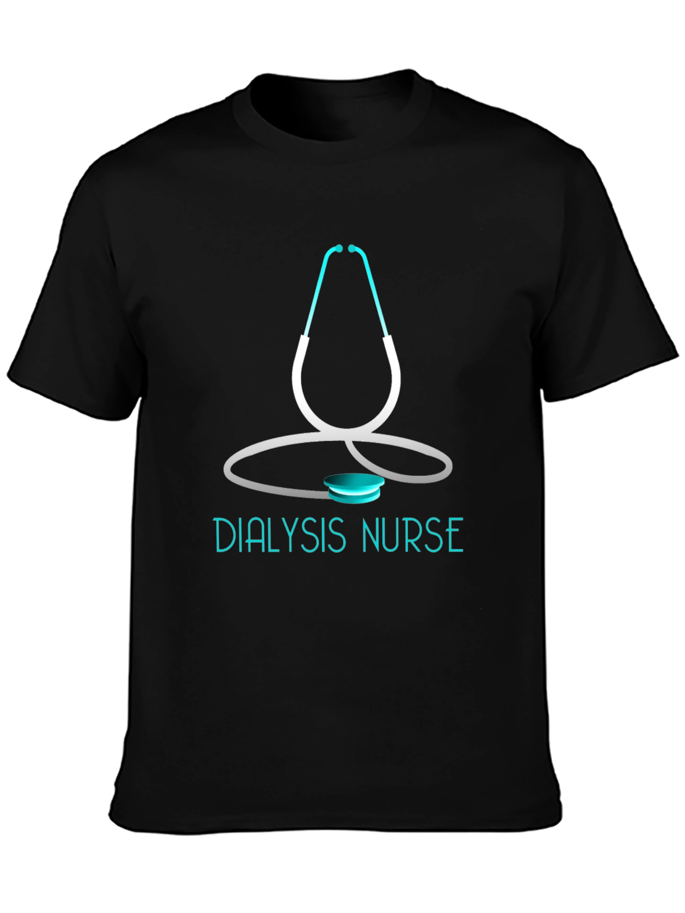 Black Dialysis Nurse Stethoscope Graphic T-Shirt view 3