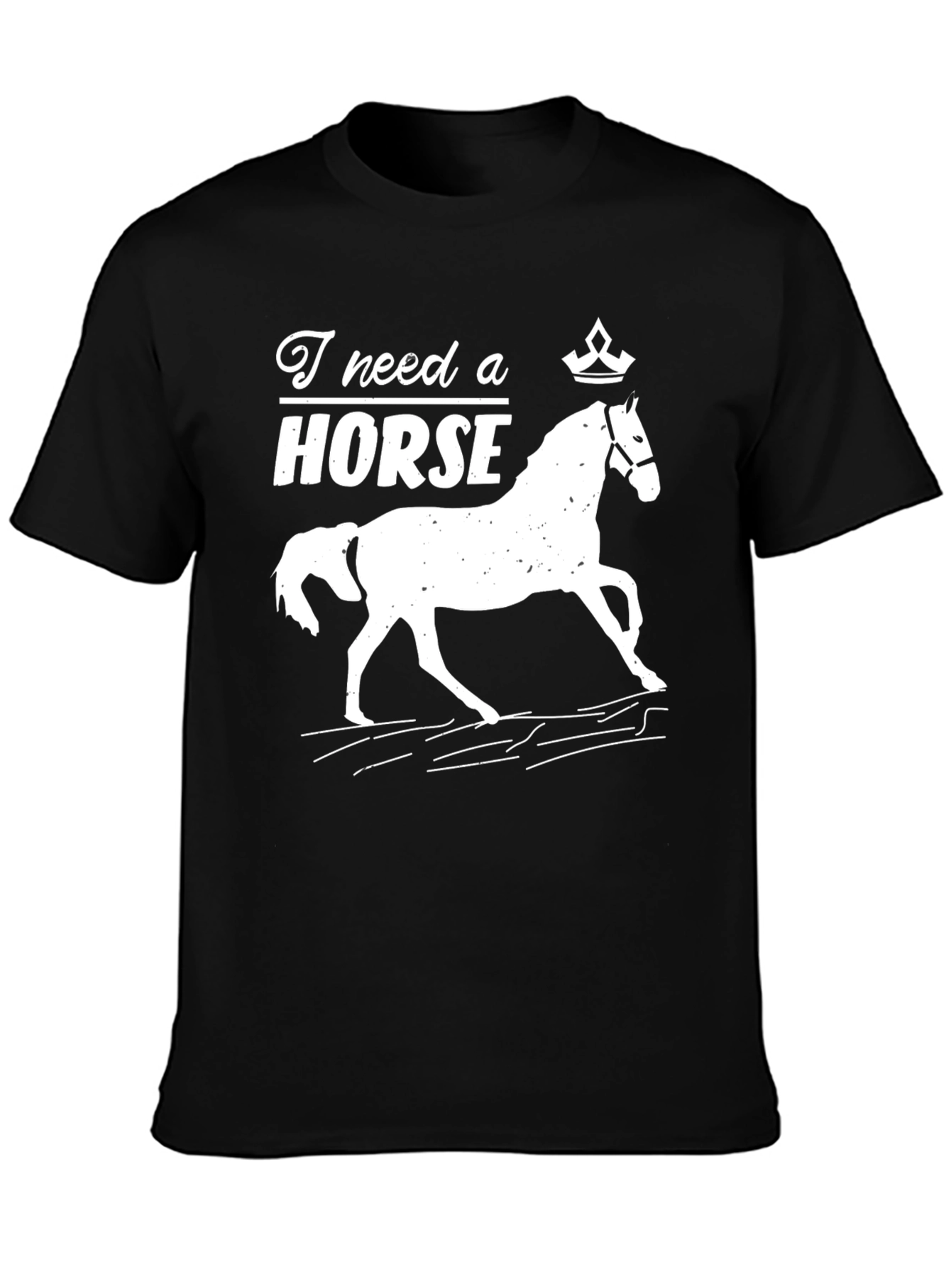 Black I Need a Horse Graphic Tee - Black Cotton T-Shirt view 3