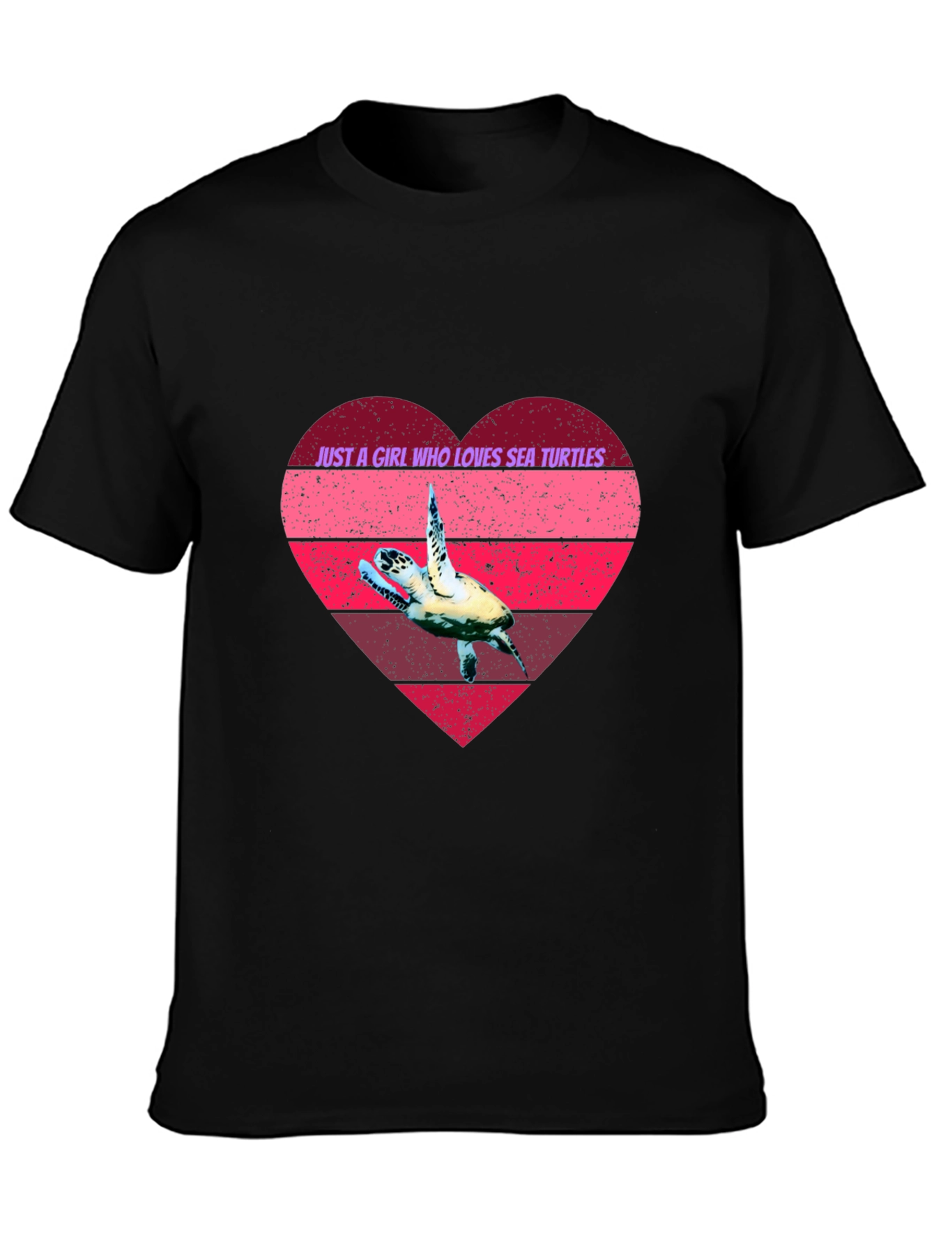 Black Sea Turtle Lover Heart Graphic Tee view 3