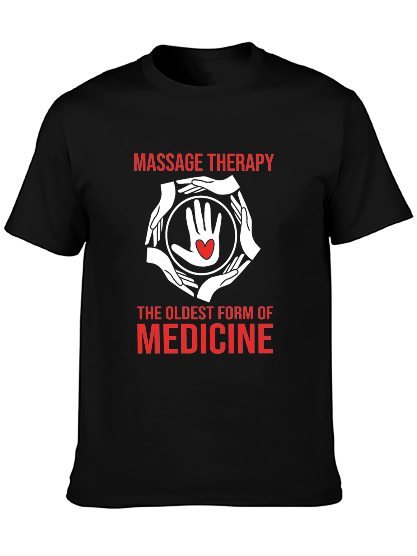 Black Massage Therapy T-Shirt: The Oldest Medicine view 3