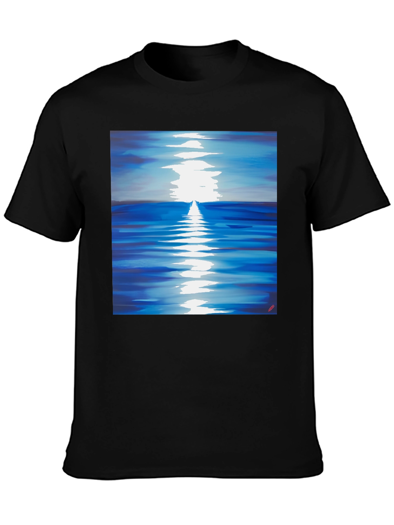 Black Ocean Reflection Graphic Tee - Black Unisex T-Shirt view 3
