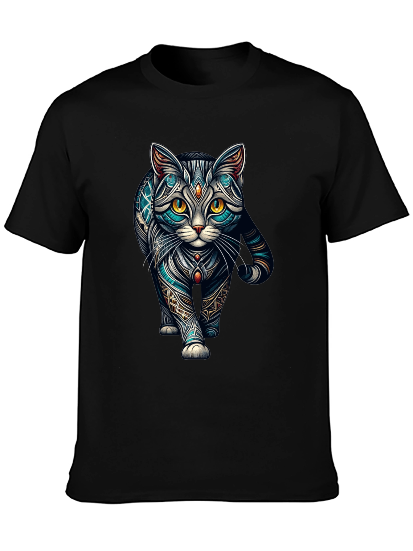 Black Mystic Cat T-Shirt - Unique Graphic Tee view 3