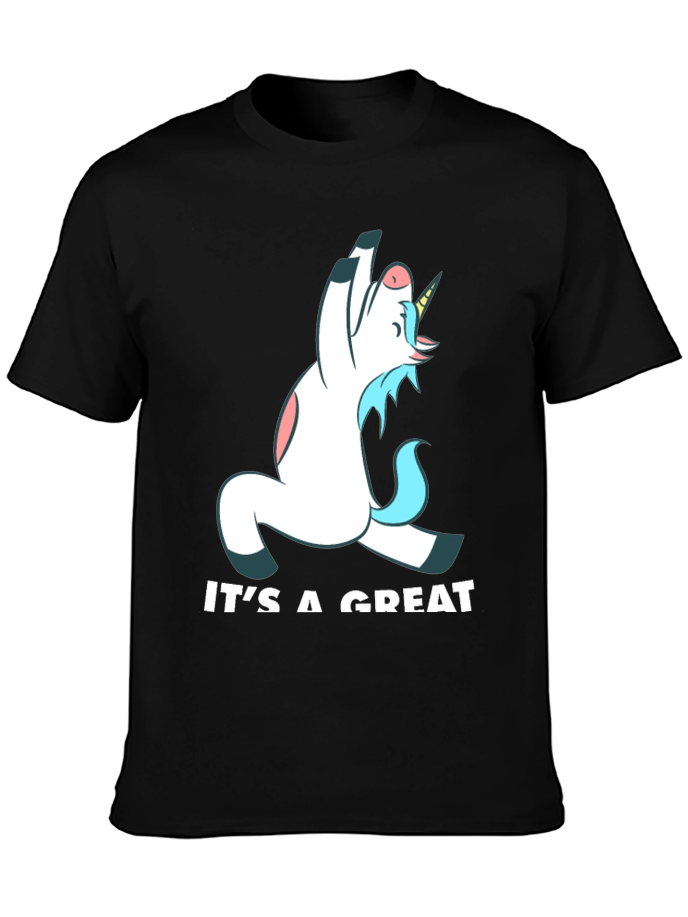 Black Funny Unicorn Yoga Black T-Shirt view 3