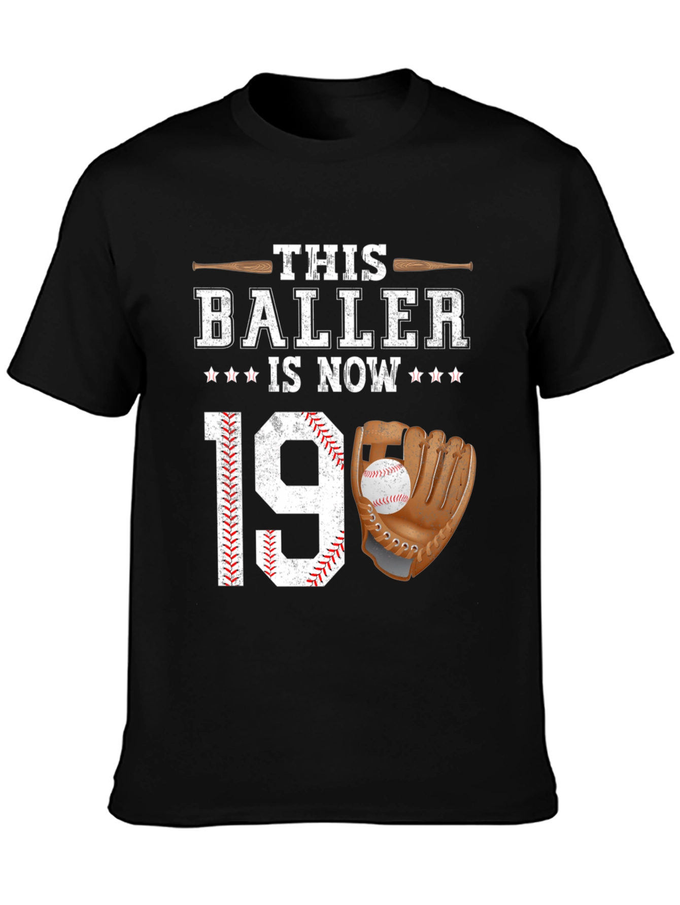 Black Baller 19th Birthday T-Shirt Baseball Lover view 3