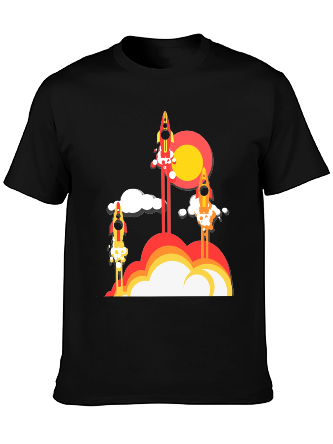 Black Rocket Launch Graphic Tee - Retro Style view 3